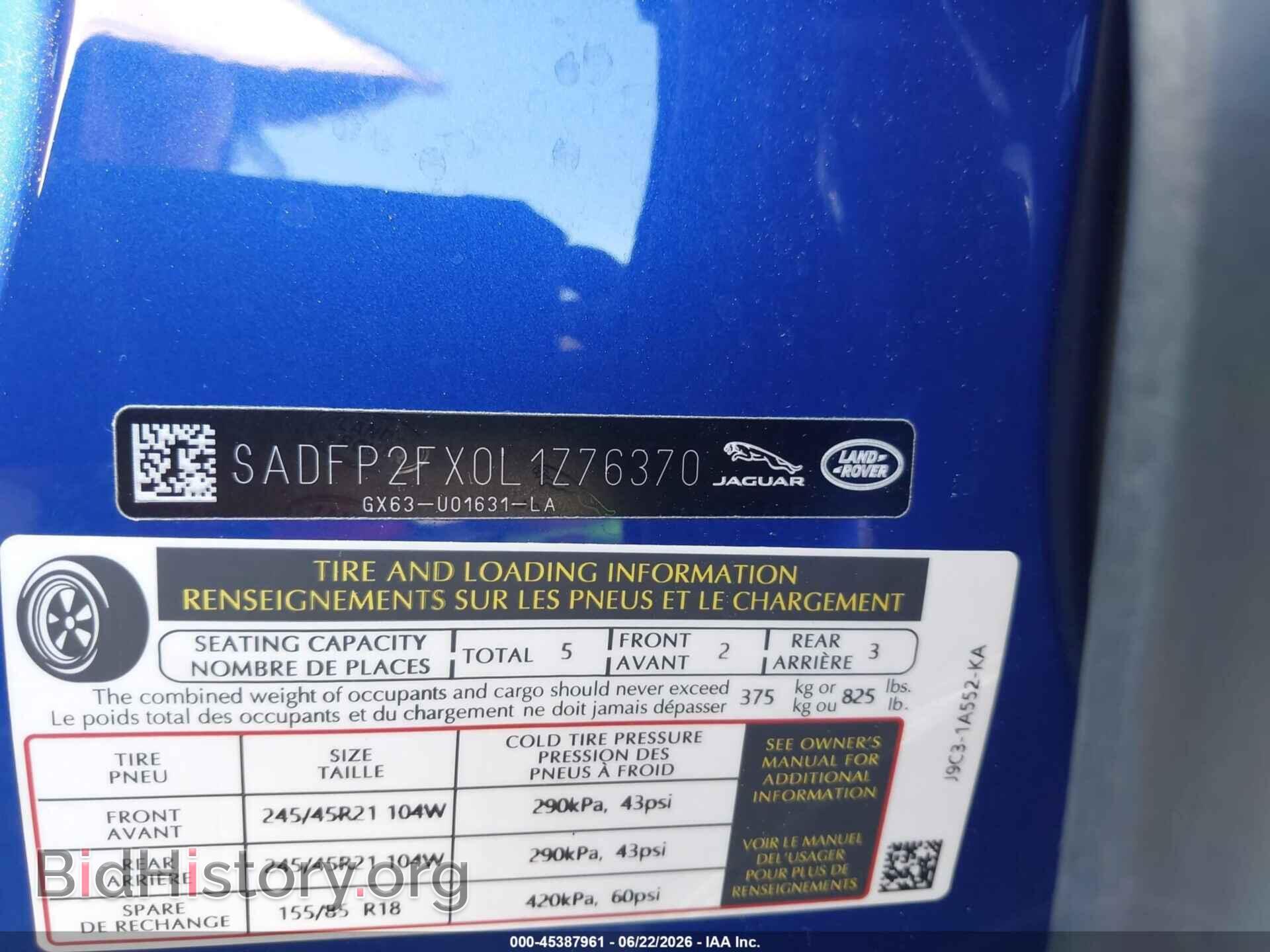 2020 JAGUAR E-PACE - VIN: SADFP2FX0L1Z76370 - Photo 9