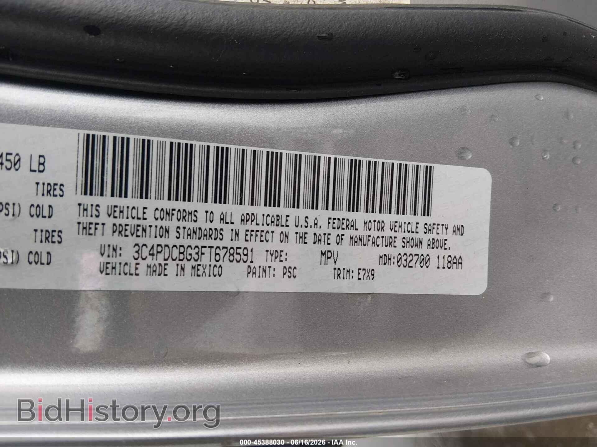2015 DODGE JOURNEY - VIN: 3C4PDCBG3FT678591 - Photo 9
