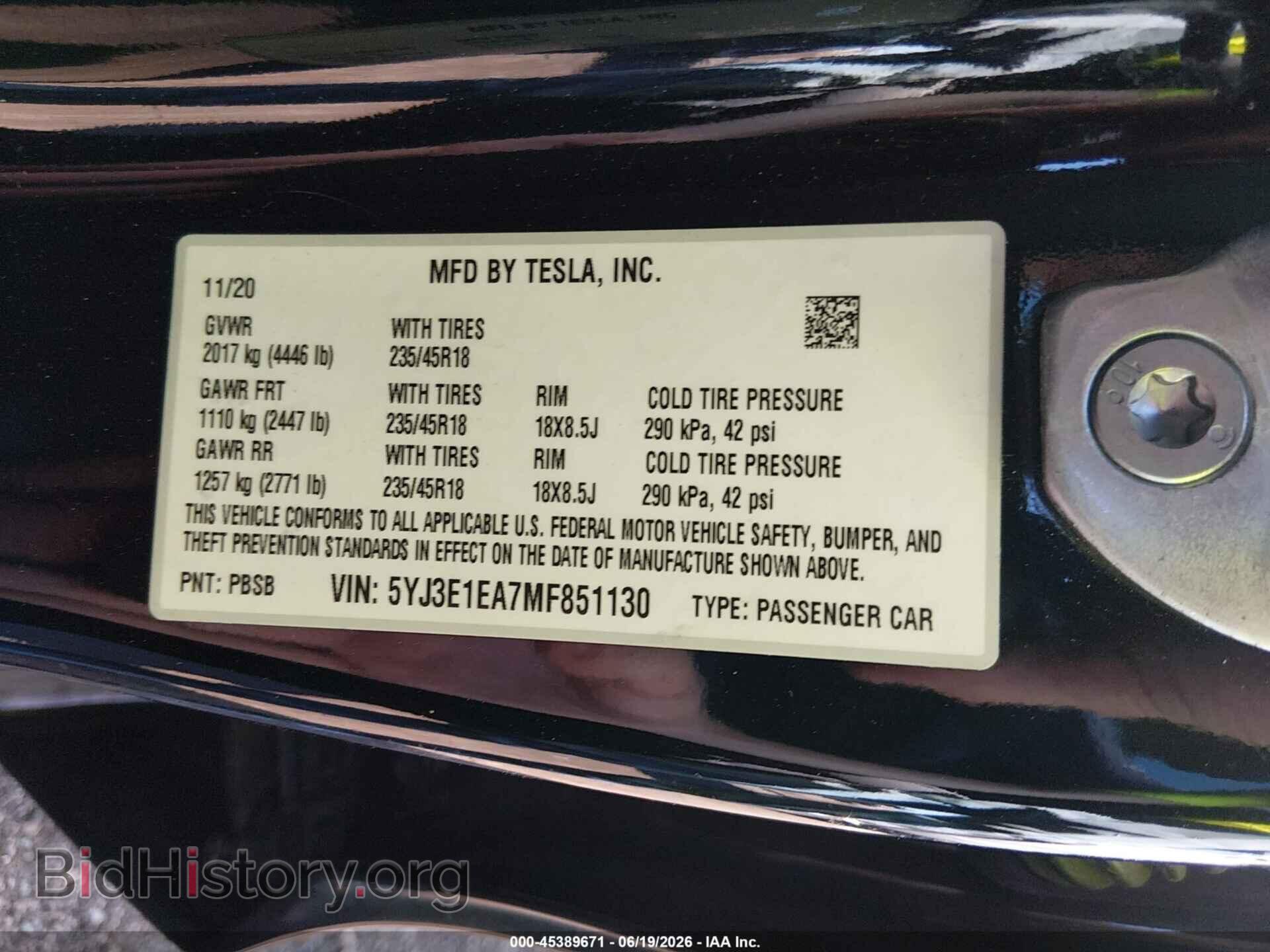 2021 TESLA MODEL 3 - VIN: 5YJ3E1EA7MF851130 - Photo 9