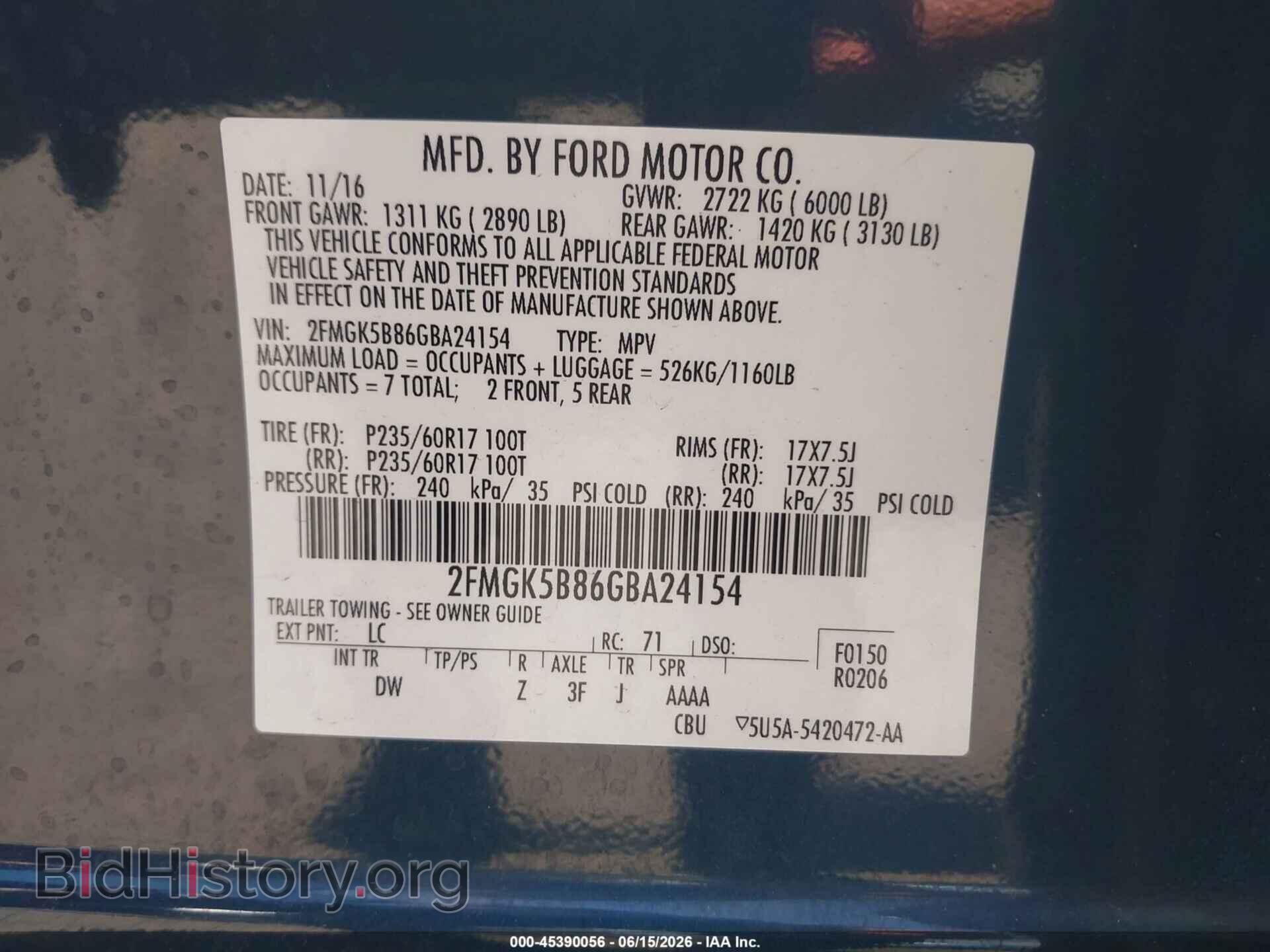 2016 FORD FLEX - VIN: 2FMGK5B86GBA24154 - Photo 9