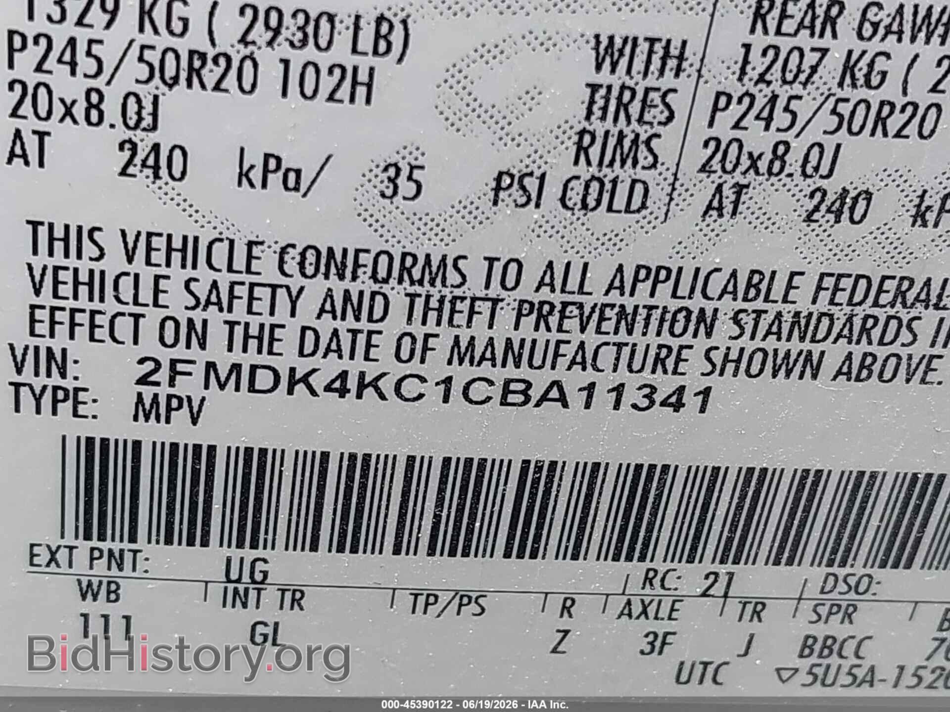 2012 FORD EDGE - VIN: 2FMDK4KC1CBA11341 - Фото 9