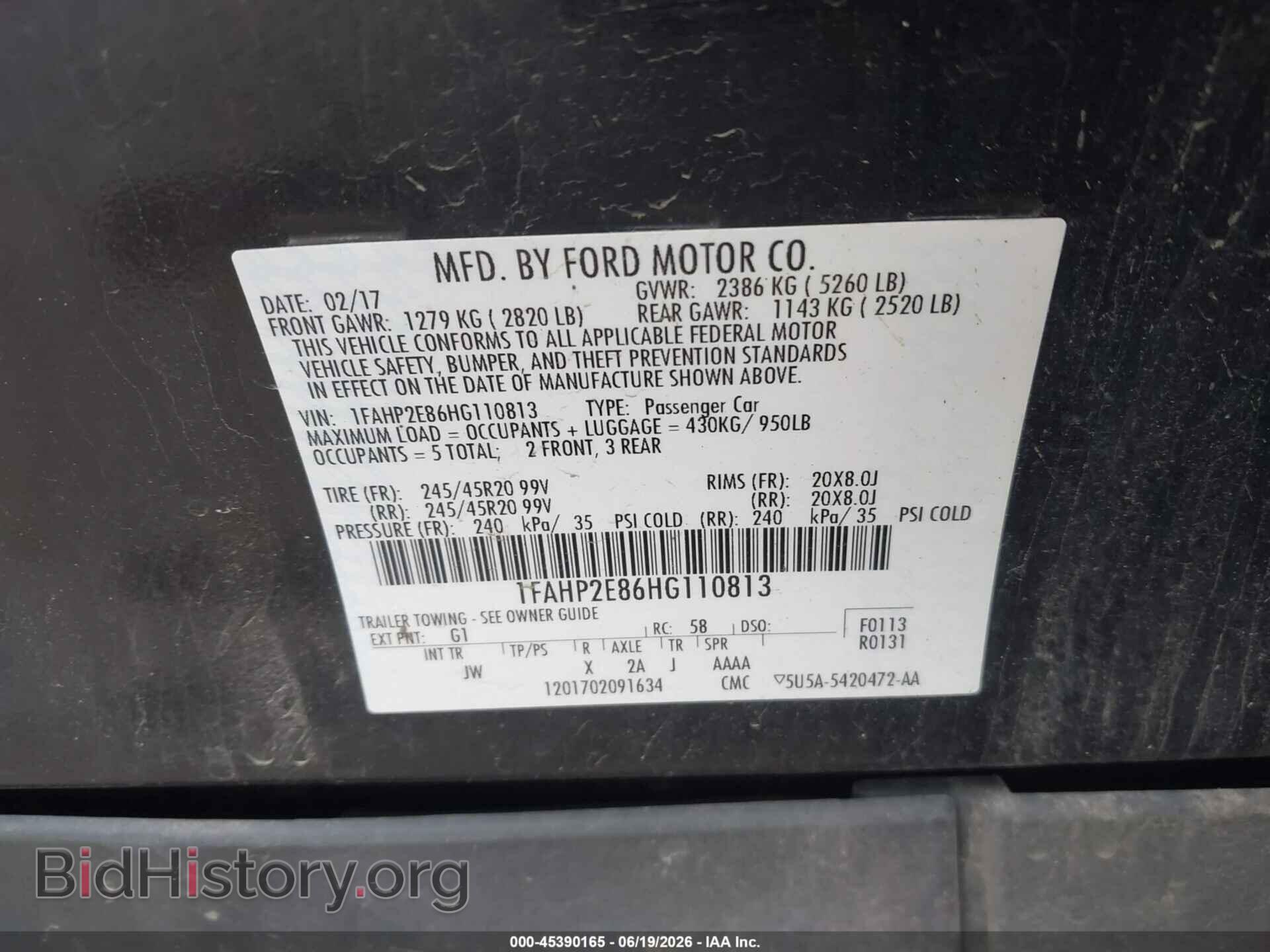 2017 FORD TAURUS - VIN: 1FAHP2E86HG110813 - Photo 9