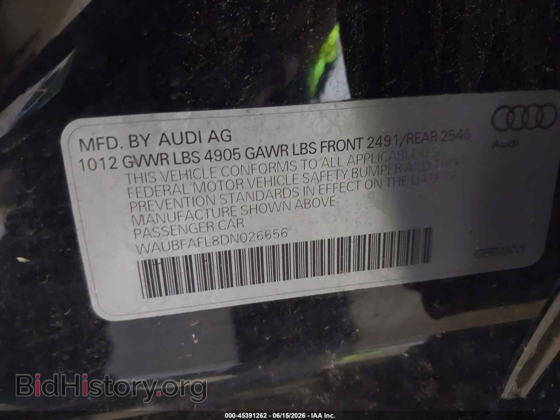 2013 AUDI A4 - VIN: WAUBFAFL8DN026656 - Фото 9