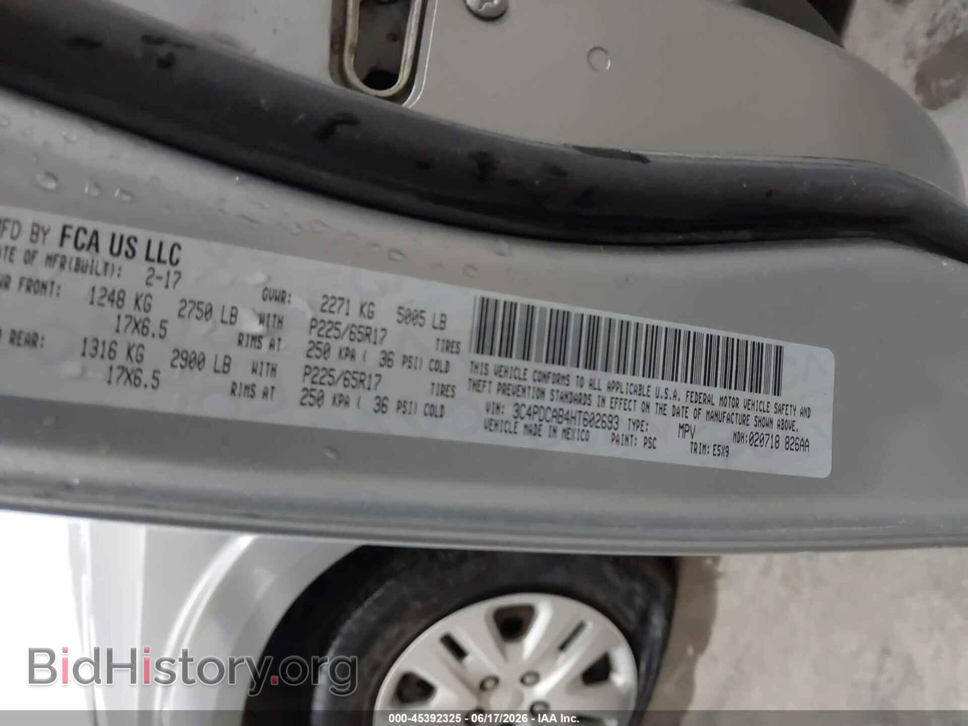 2017 DODGE JOURNEY - VIN: 3C4PDCAB4HT602693 - Фото 9