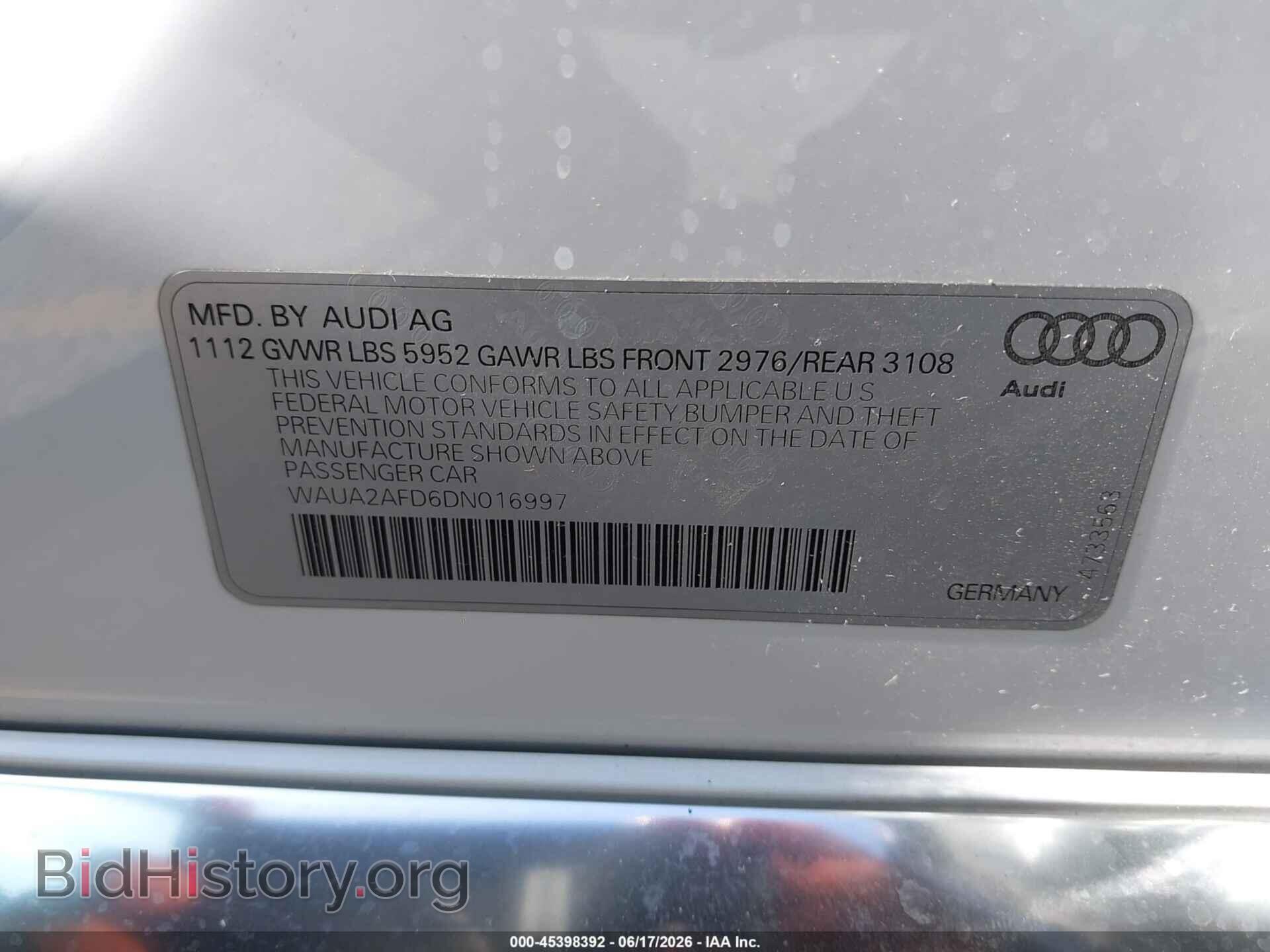 2013 AUDI A8 - VIN: WAUA2AFD6DN016997 - Фото 9