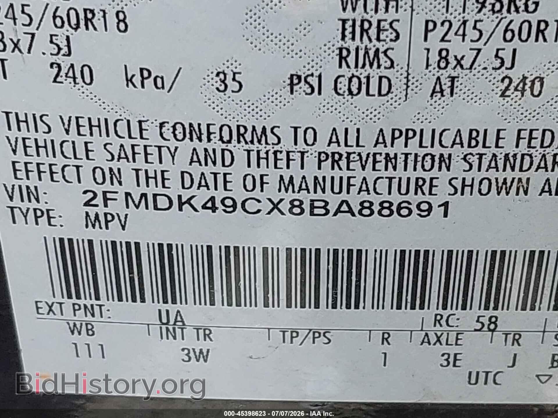2008 FORD EDGE - VIN: 2FMDK49CX8BA88691 - Фото 9