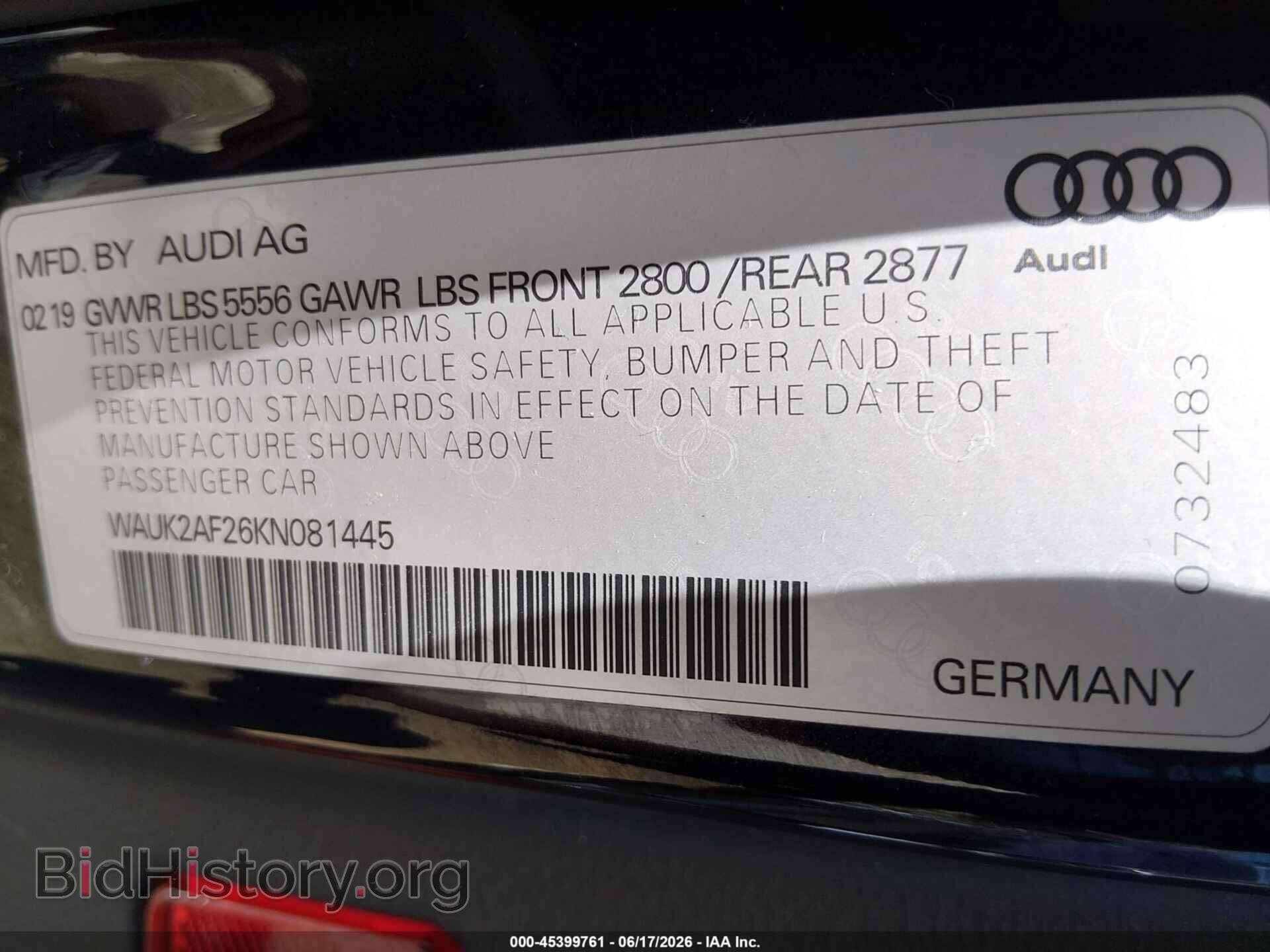 2019 AUDI A6 - VIN: WAUK2AF26KN081445 - Photo 9