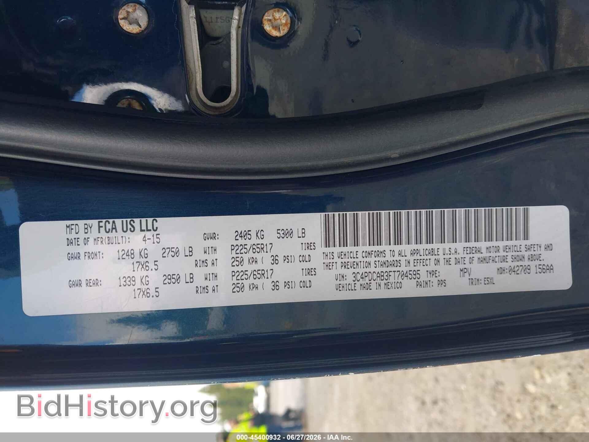 2015 DODGE JOURNEY - VIN: 3C4PDCAB3FT704595 - Photo 9