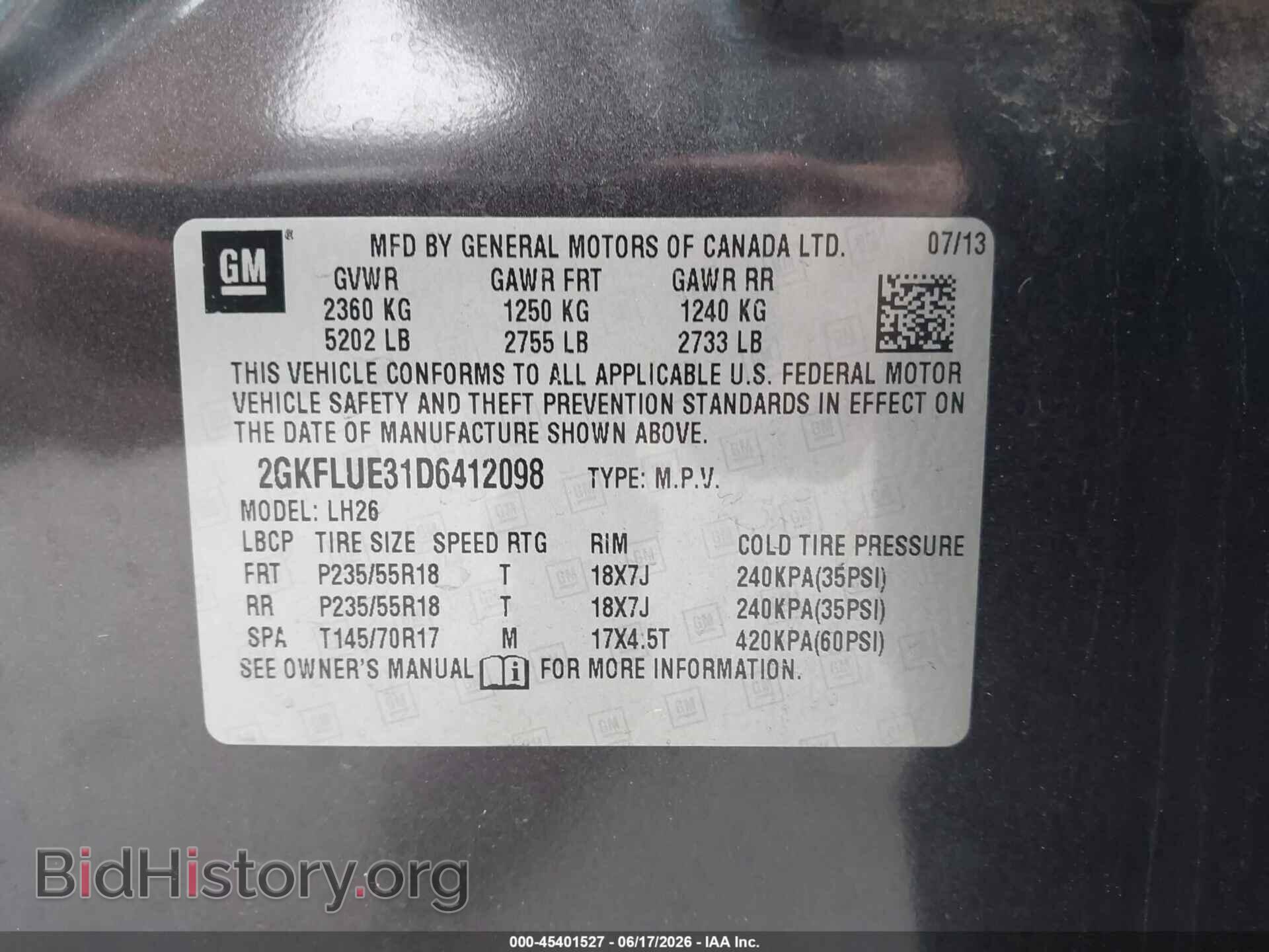 2013 GMC TERRAIN - VIN: 2GKFLUE31D6412098 - Фото 9