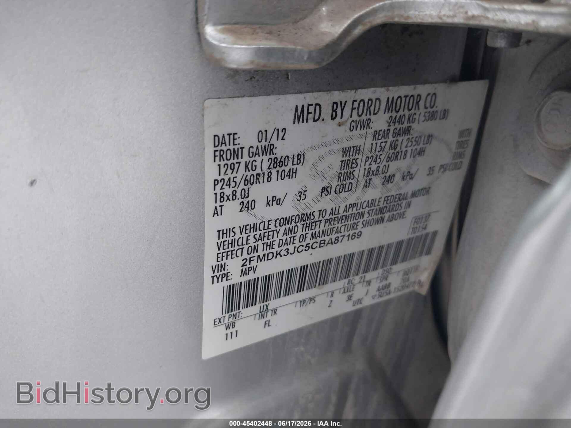 2012 FORD EDGE - VIN: 2FMDK3JC5CBA87169 - Photo 9
