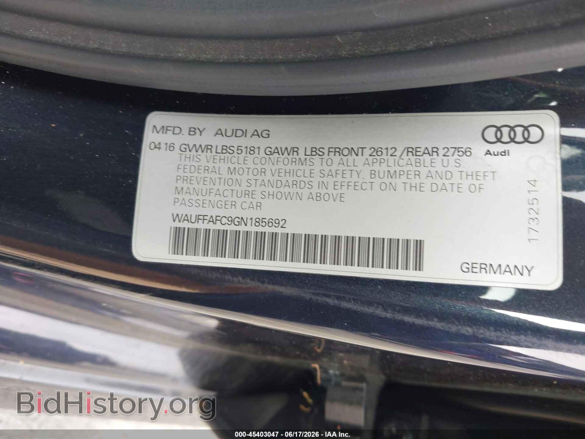 2016 AUDI A6 - VIN: WAUFFAFC9GN185692 - Фото 9