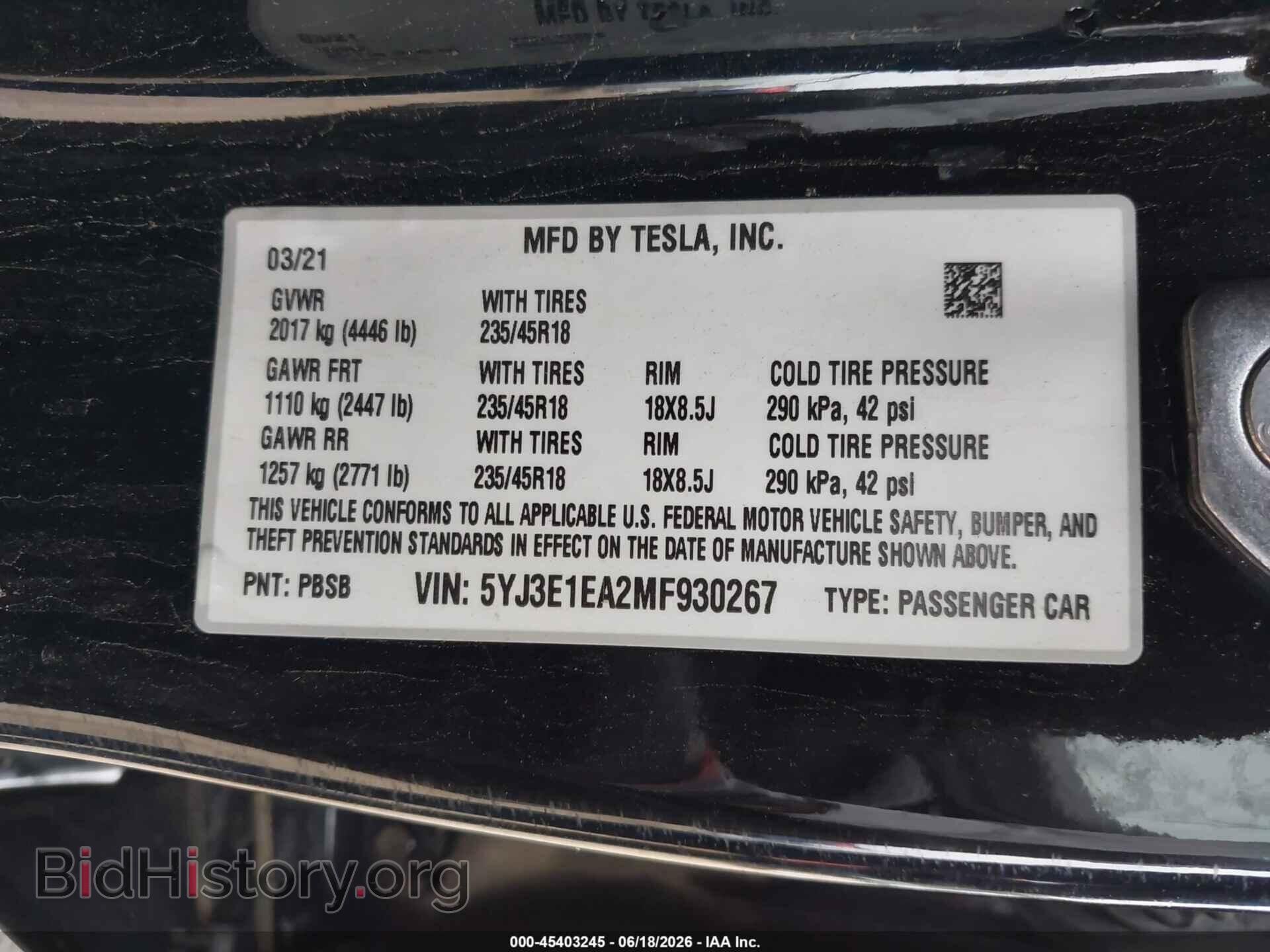 2021 TESLA MODEL 3 - VIN: 5YJ3E1EA2MF930267 - Photo 9