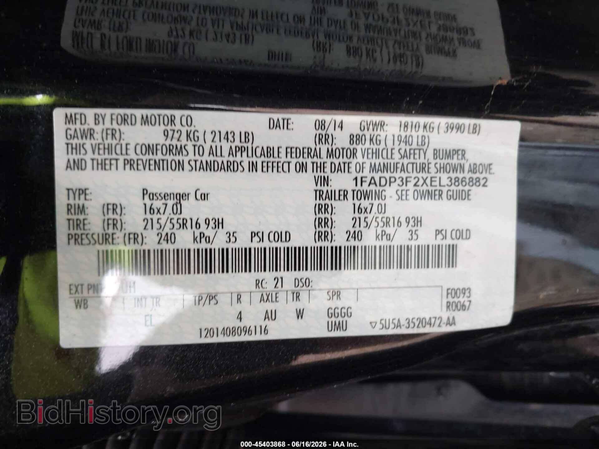 2014 FORD FOCUS - VIN: 1FADP3F2XEL386882 - Photo 9