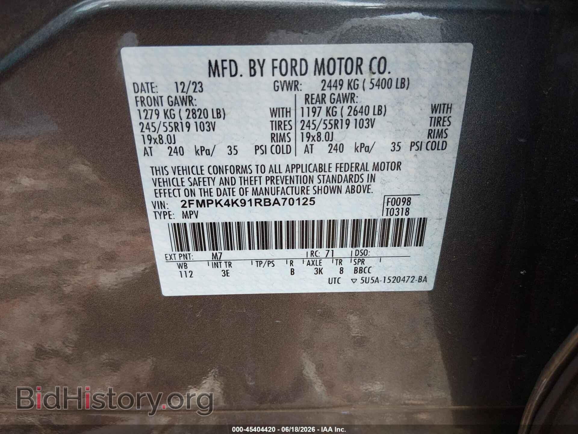 2024 FORD EDGE - VIN: 2FMPK4K91RBA70125 - Photo 9