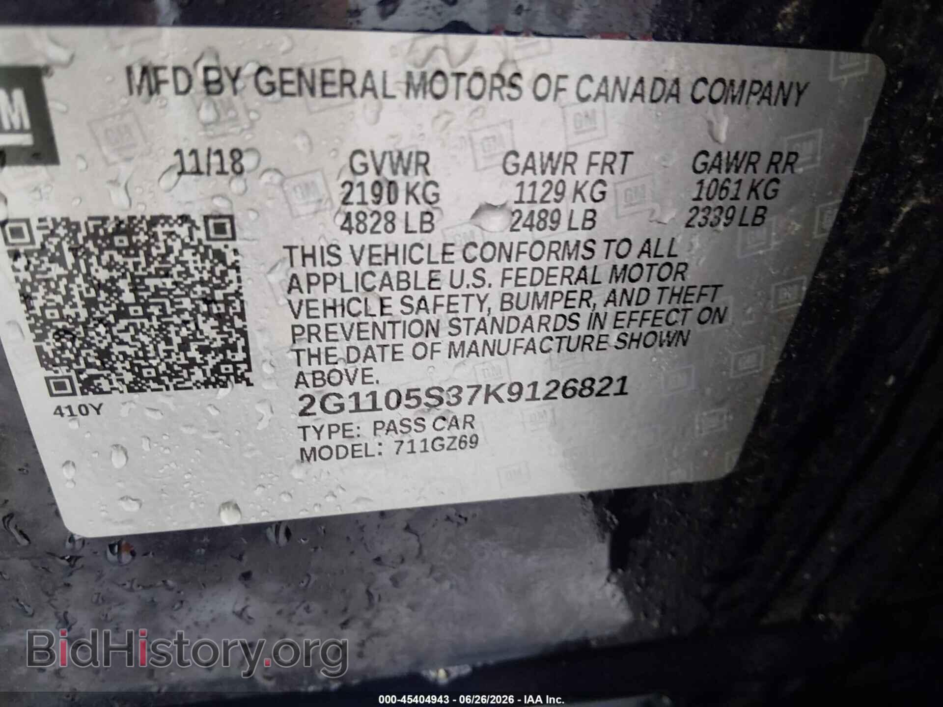 2019 CHEVROLET IMPALA - VIN: 2G1105S37K9126821 - Photo 9