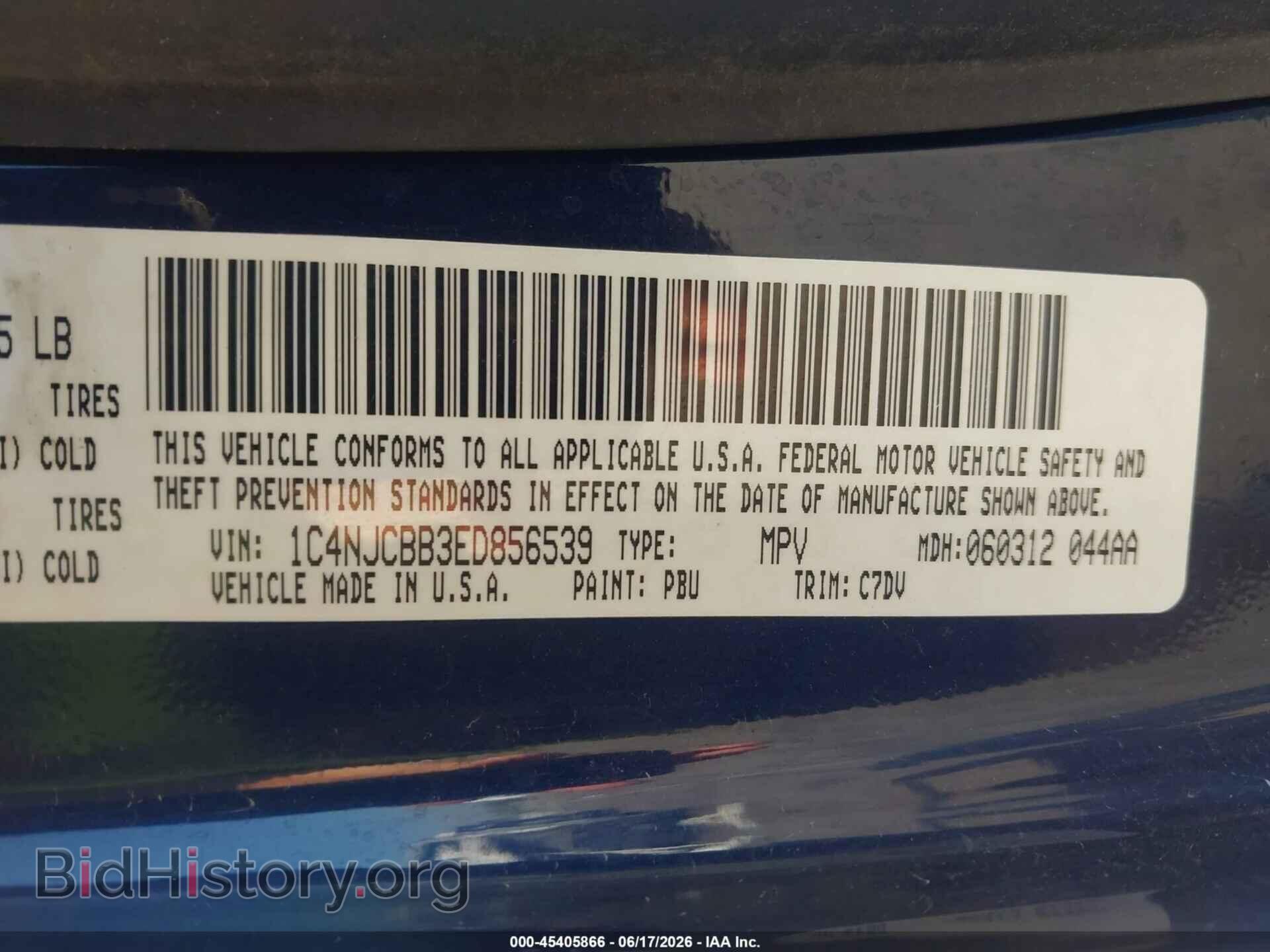 2014 JEEP COMPASS - VIN: 1C4NJCBB3ED856539 - Фото 9