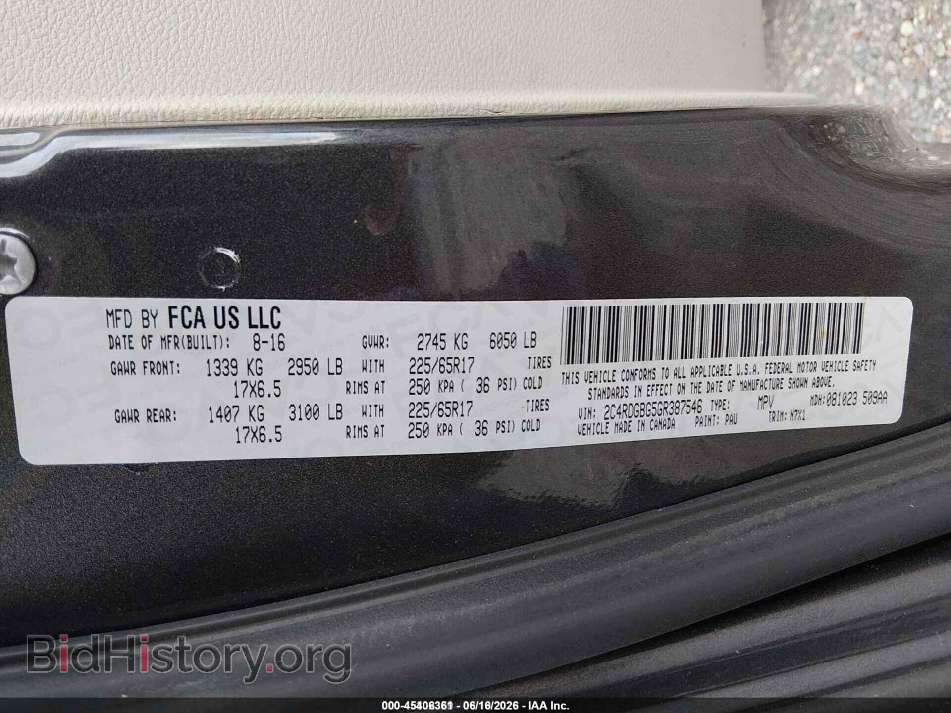 2016 DODGE GRAND CARAVAN - VIN: 2C4RDGBG5GR387546 - Фото 9