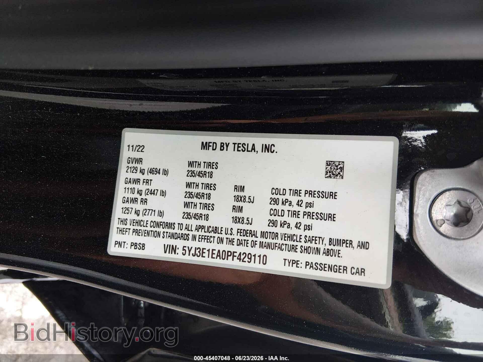 2023 TESLA MODEL 3 - VIN: 5YJ3E1EA0PF429110 - Photo 9