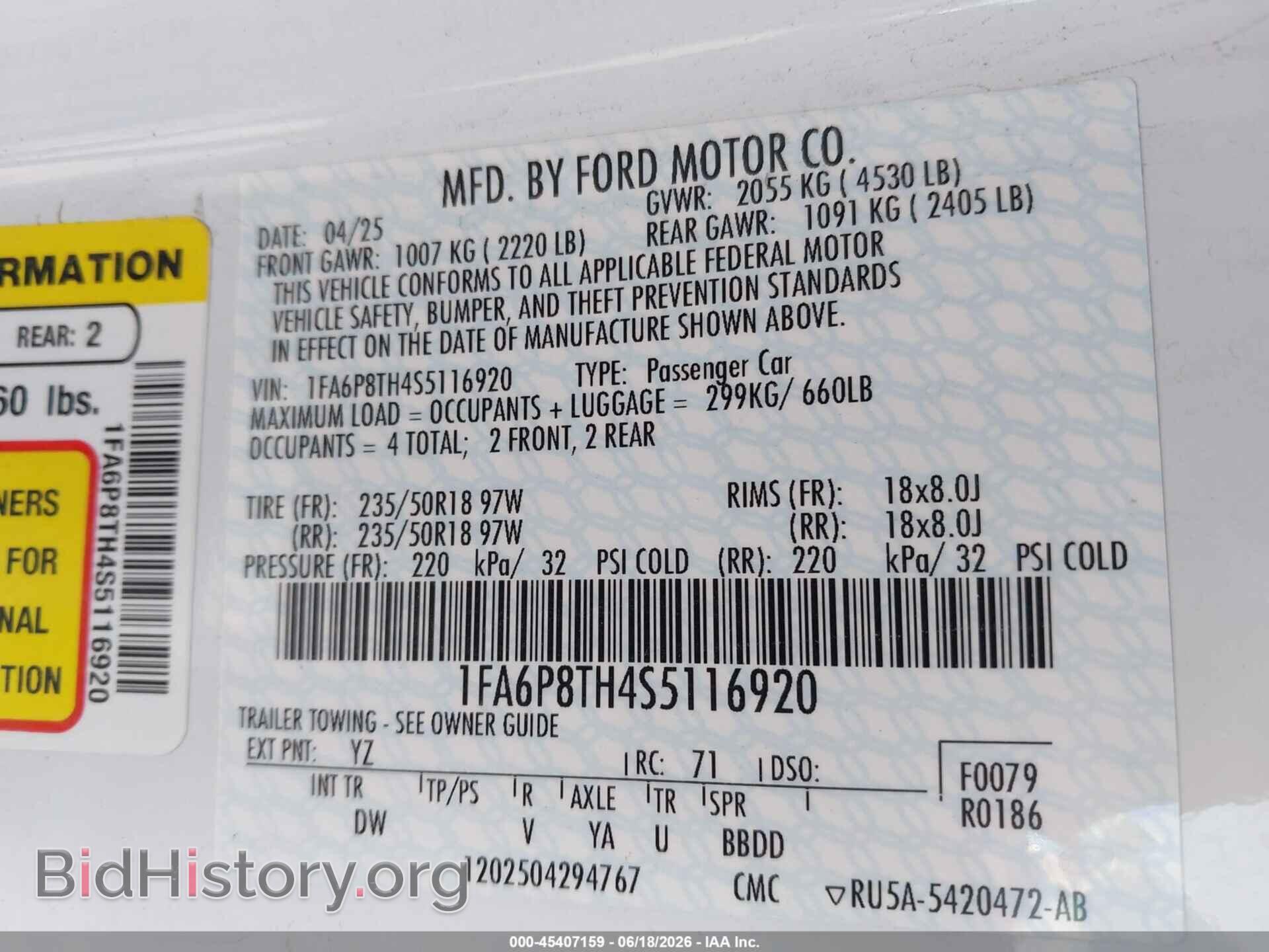 2025 FORD MUSTANG - VIN: 1FA6P8TH4S5116920 - Photo 9