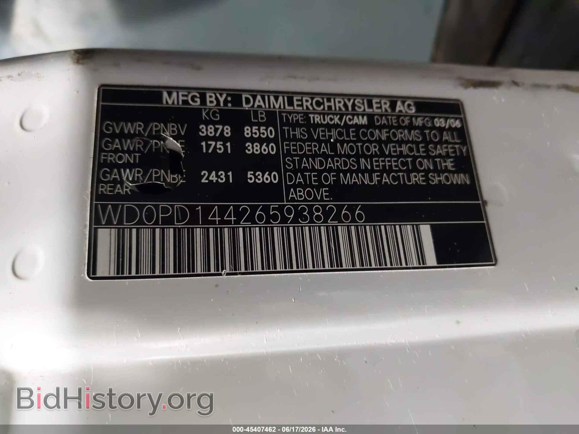 2006 DODGE SPRINTER VAN 2500 - VIN: WD0PD144265938266 - Фото 9