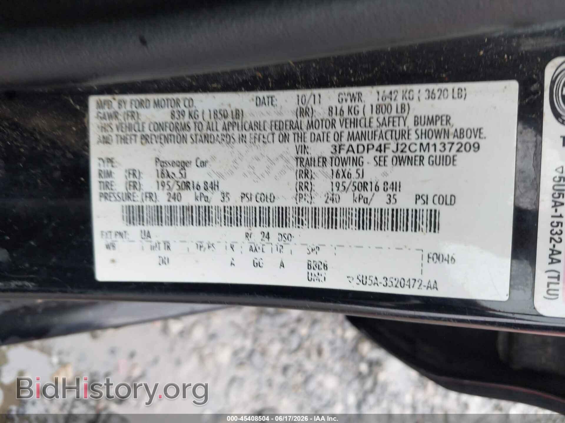 2012 FORD FIESTA - VIN: 3FADP4FJ2CM137209 - Photo 9