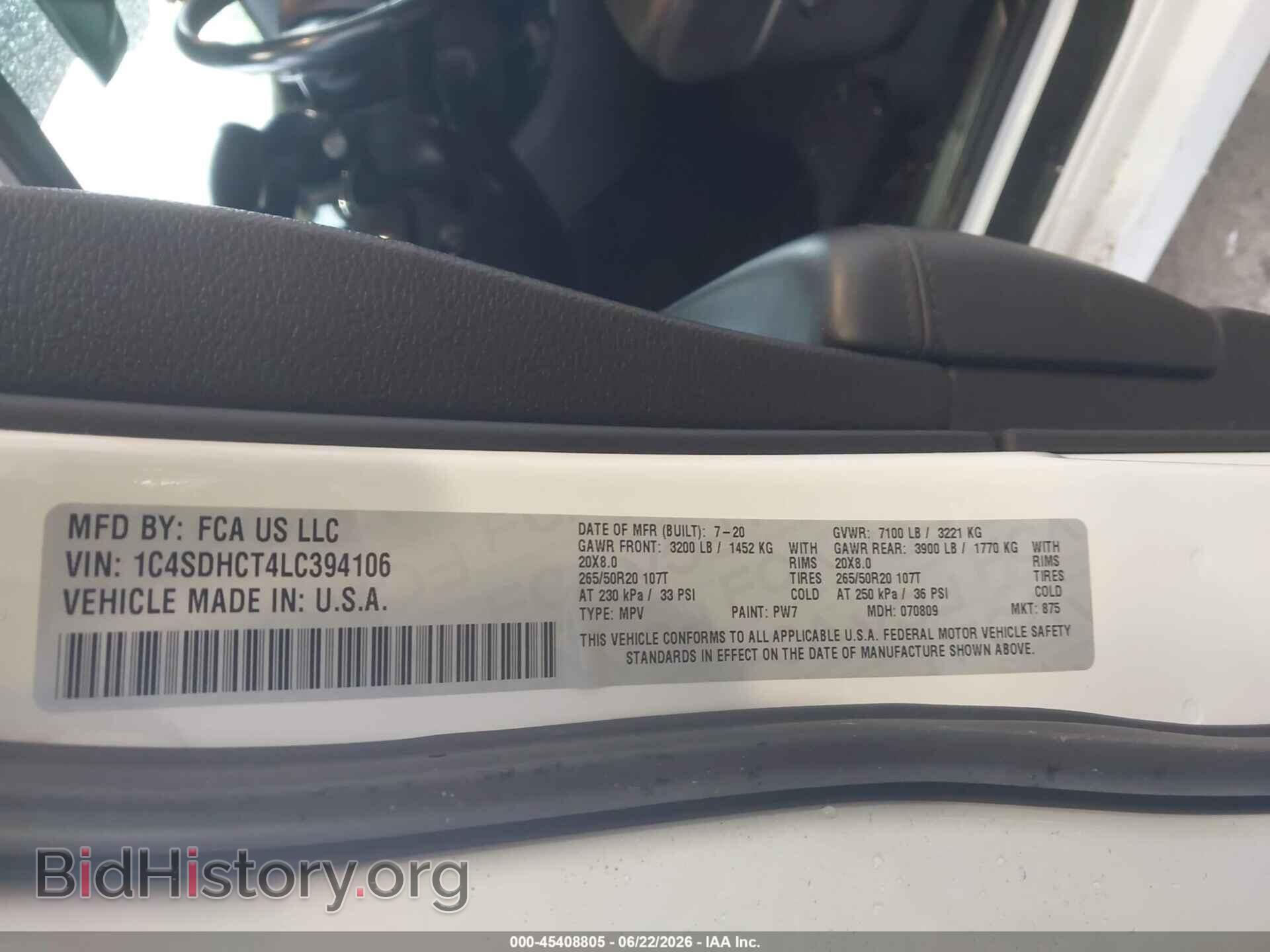 2020 DODGE DURANGO - VIN: 1C4SDHCT4LC394106 - Фото 9