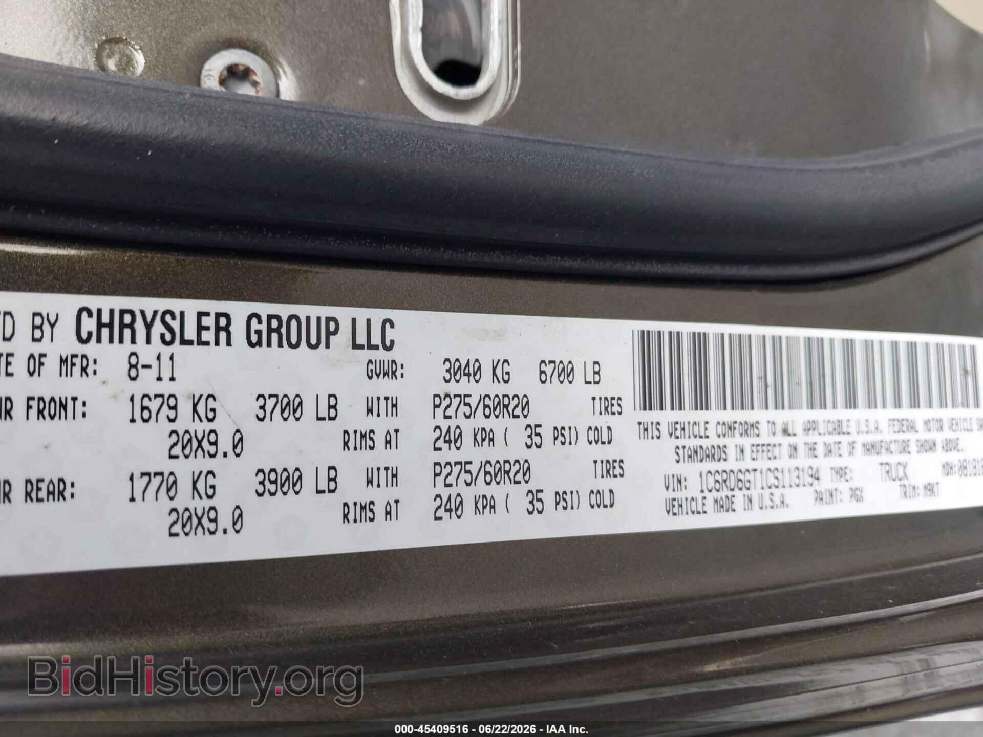 2012 RAM 1500 - VIN: 1C6RD6GT1CS113194 - Photo 9