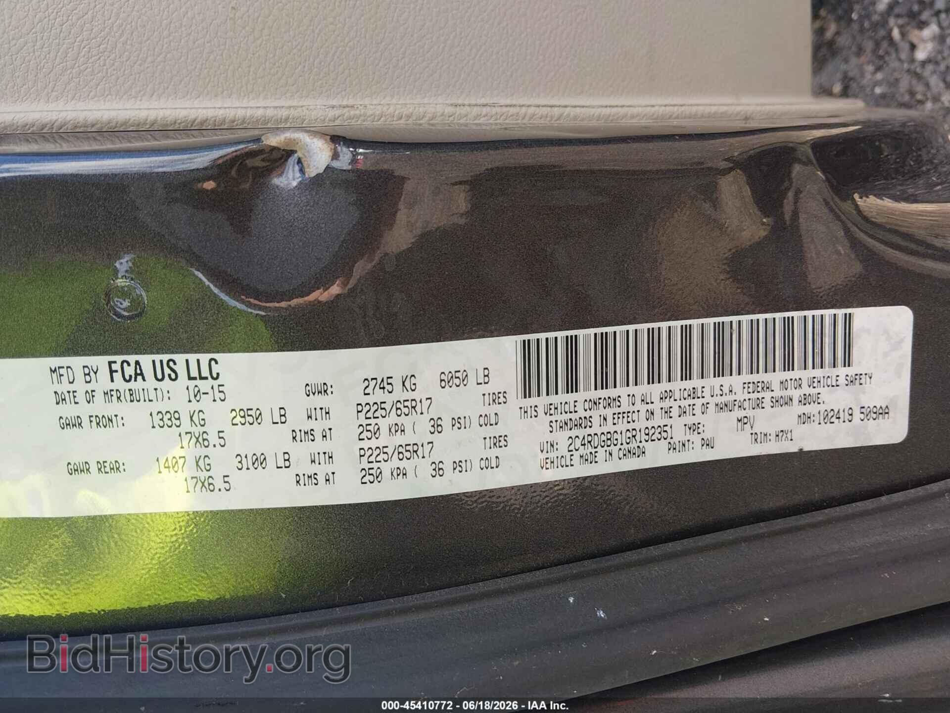 2016 DODGE GRAND CARAVAN - VIN: 2C4RDGBG1GR192351 - Фото 9