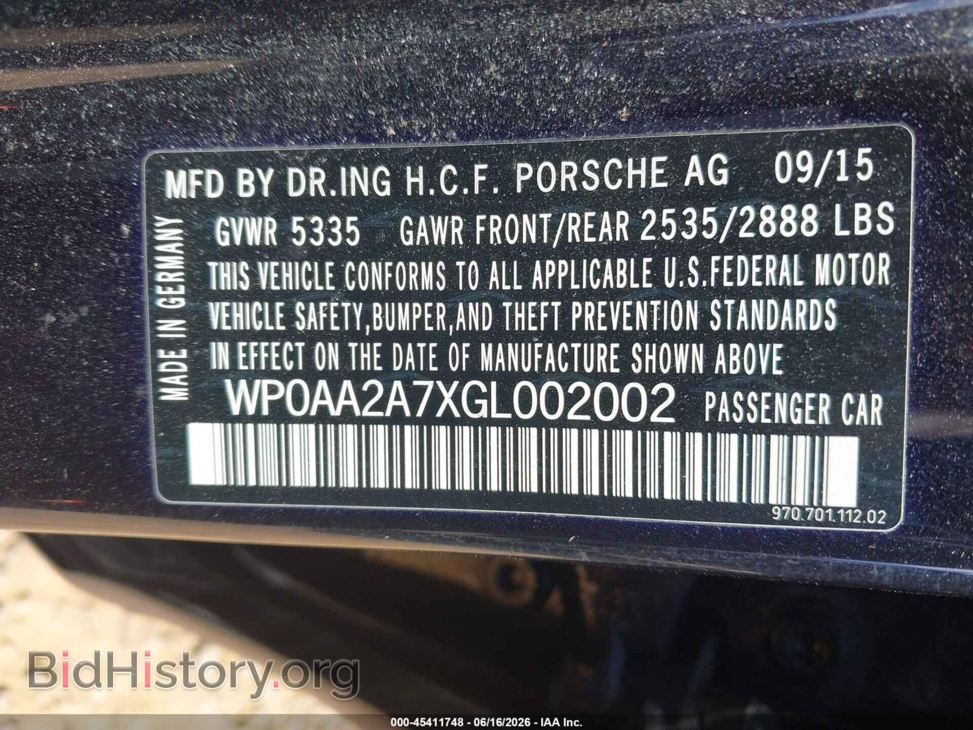 2016 PORSCHE PANAMERA - VIN: WP0AA2A7XGL002002 - Фото 9