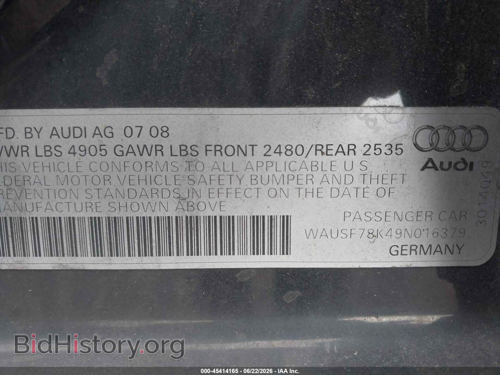 2009 AUDI A4 - VIN: WAUSF78K49N016379 - Фото 9