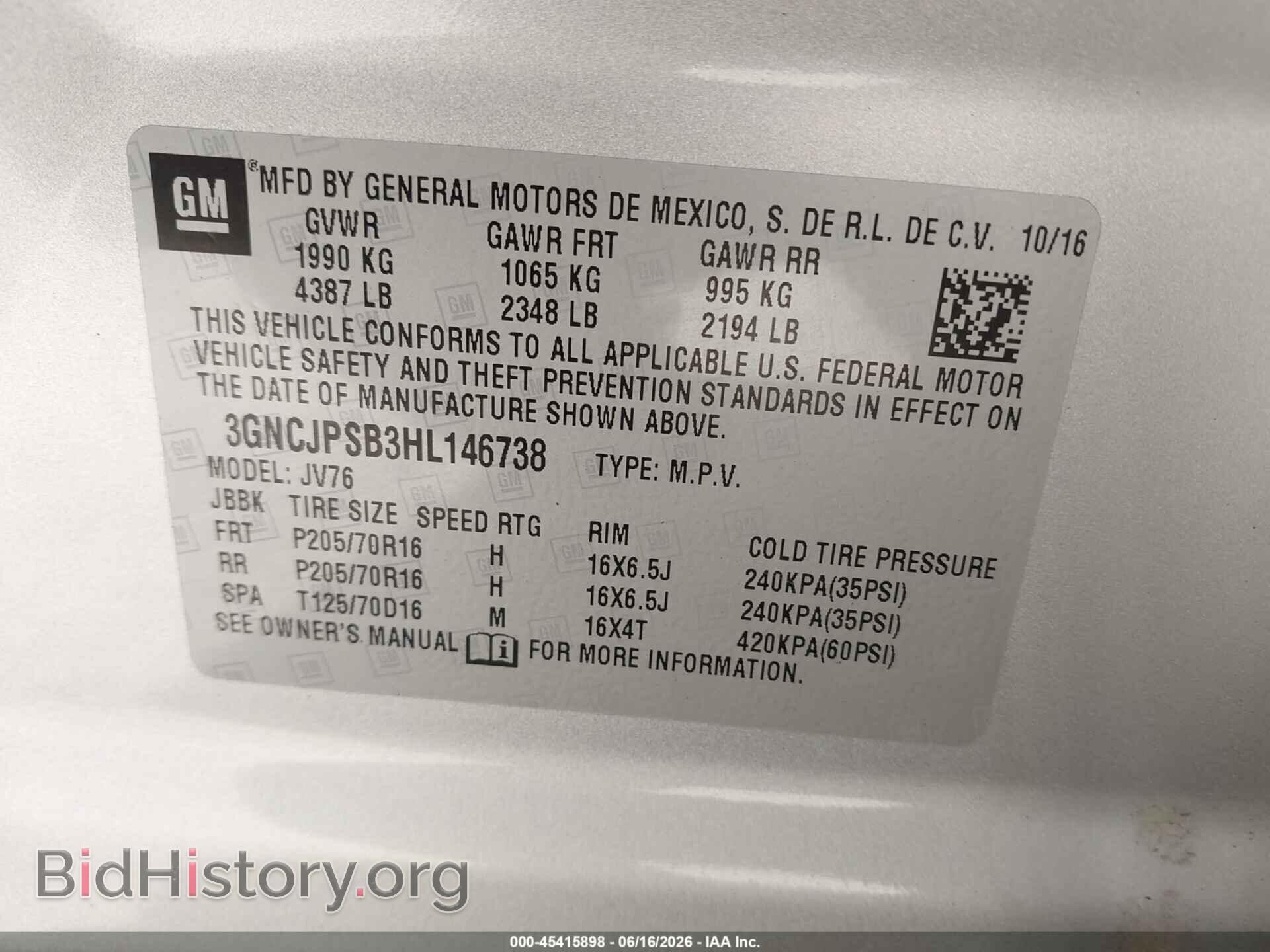 2017 CHEVROLET TRAX - VIN: 3GNCJPSB3HL146738 - Фото 9