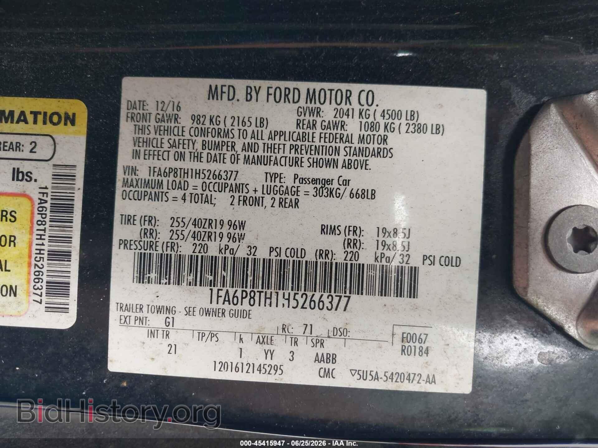 2017 FORD MUSTANG - VIN: 1FA6P8TH1H5266377 - Фото 9