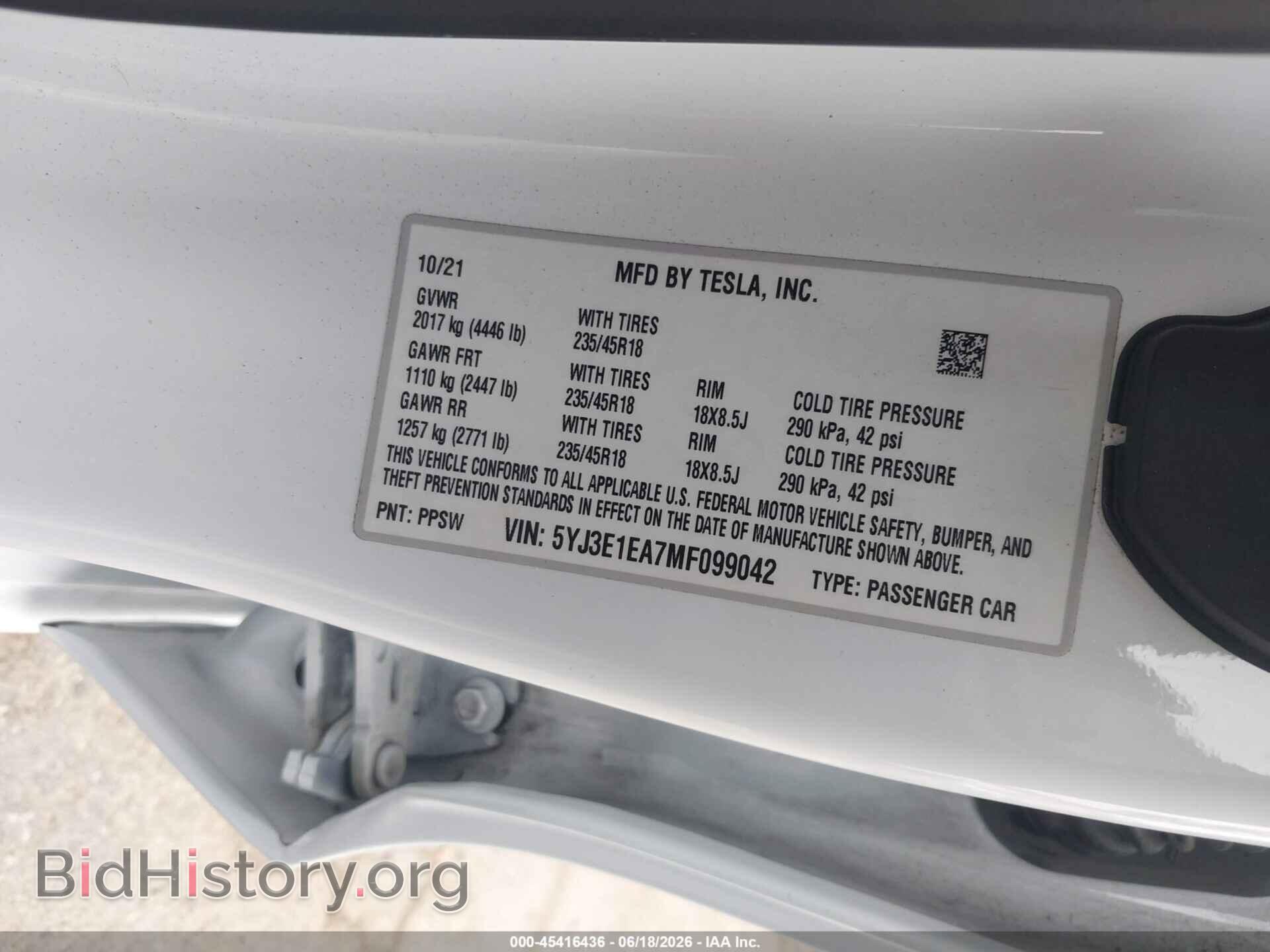 2021 TESLA MODEL 3 - VIN: 5YJ3E1EA7MF099042 - Фото 9
