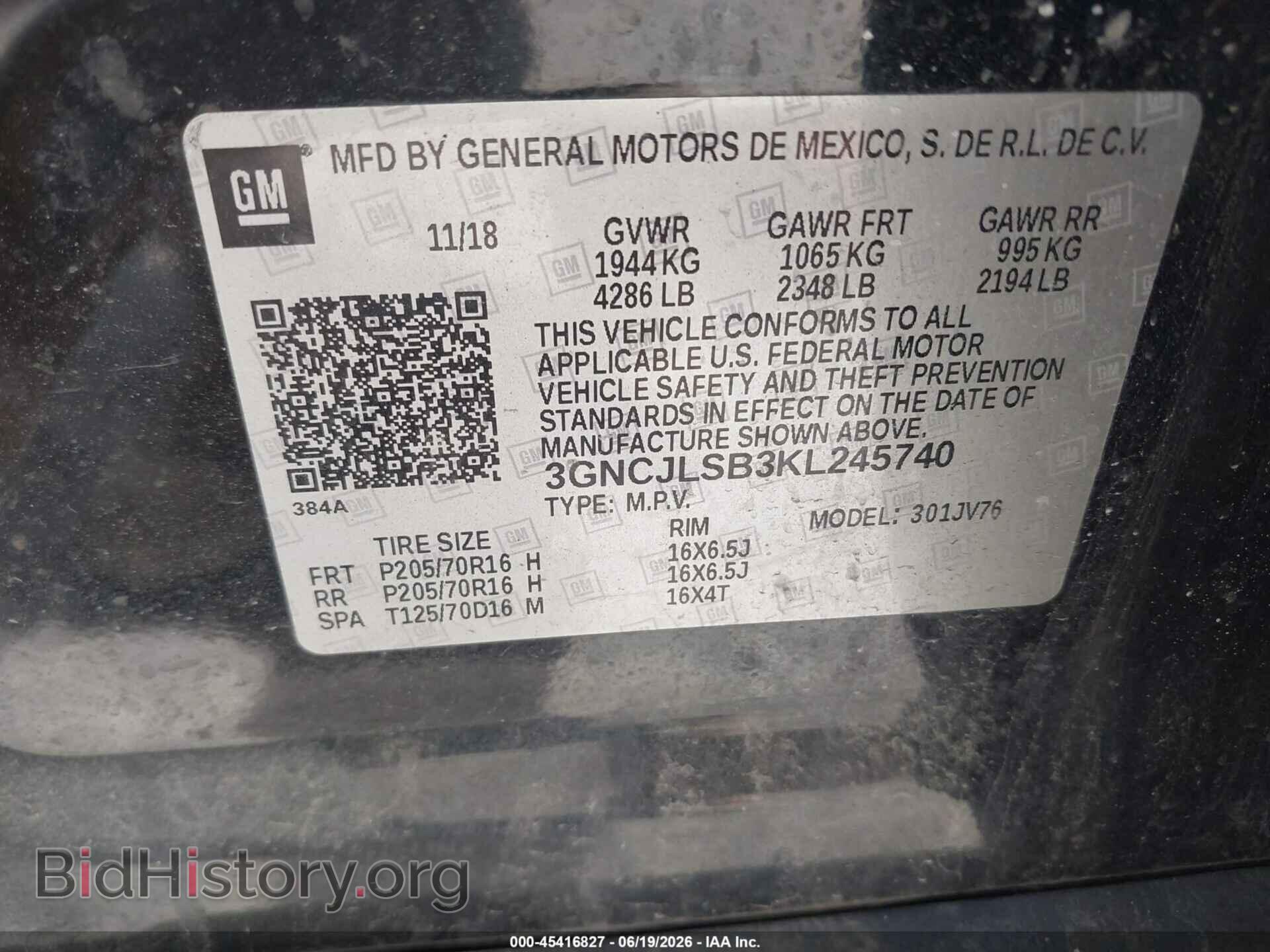 2019 CHEVROLET TRAX - VIN: 3GNCJLSB3KL245740 - Photo 9