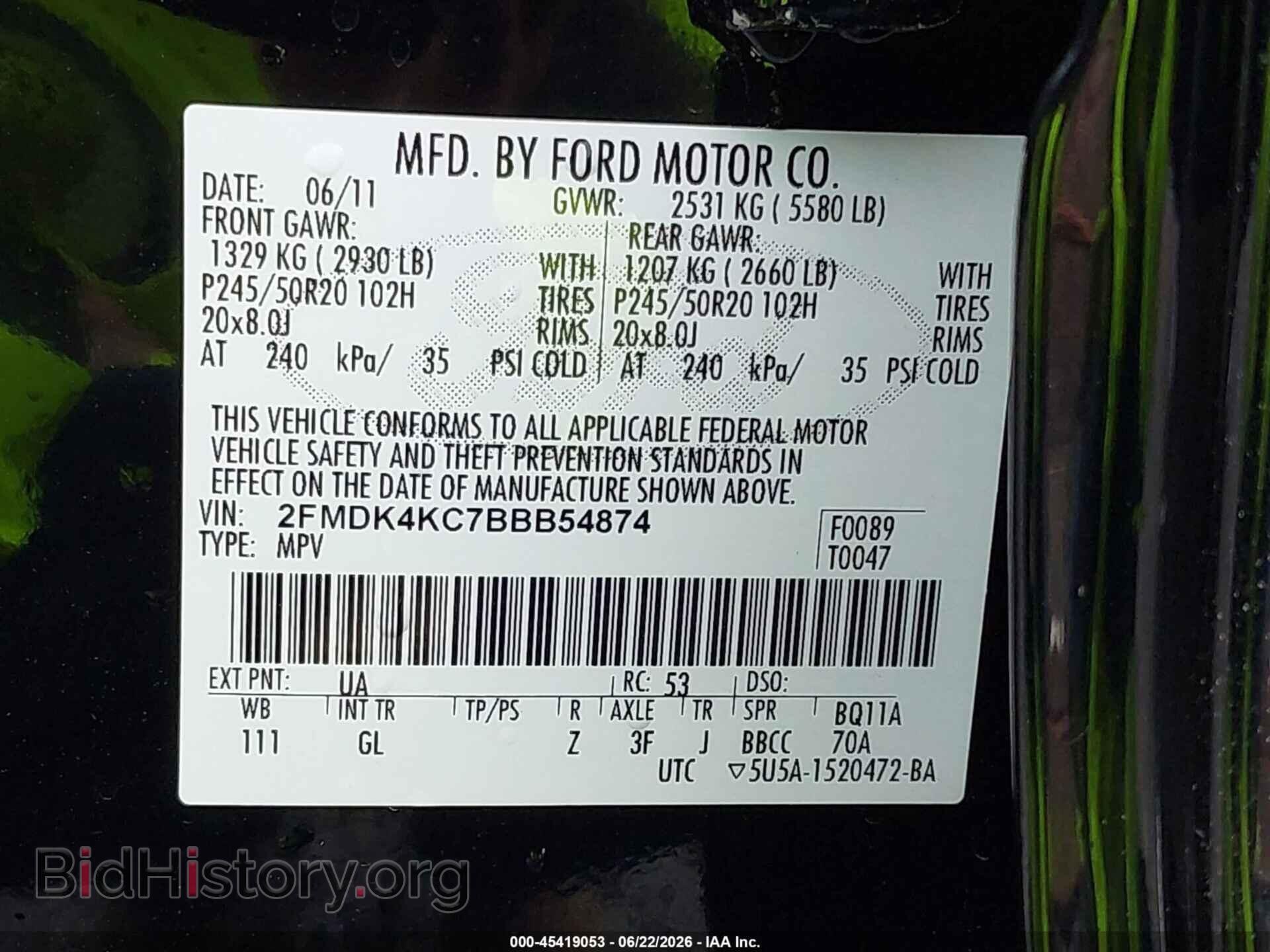 2011 FORD EDGE - VIN: 2FMDK4KC7BBB54874 - Photo 9