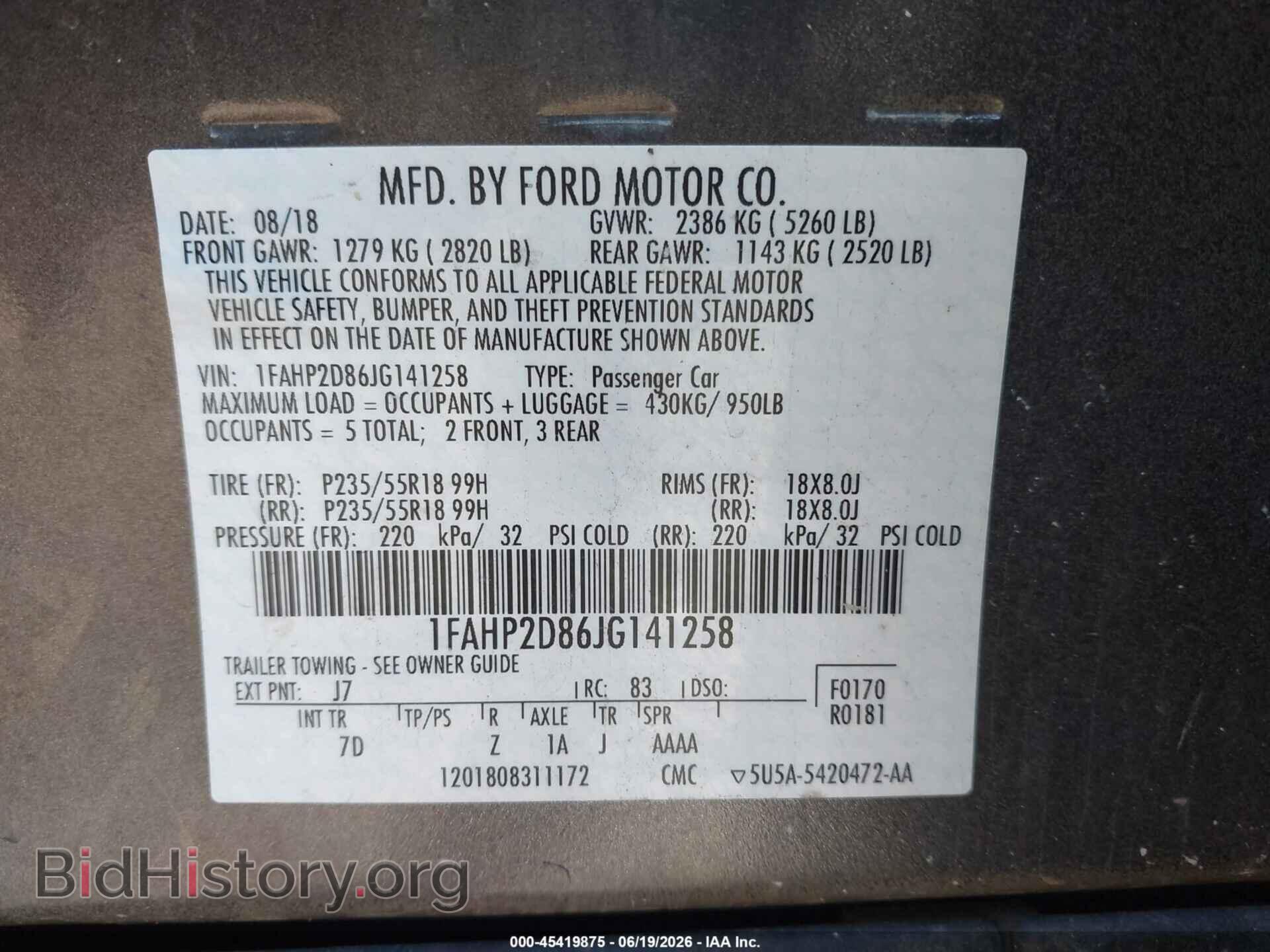 2018 FORD TAURUS - VIN: 1FAHP2D86JG141258 - Photo 9