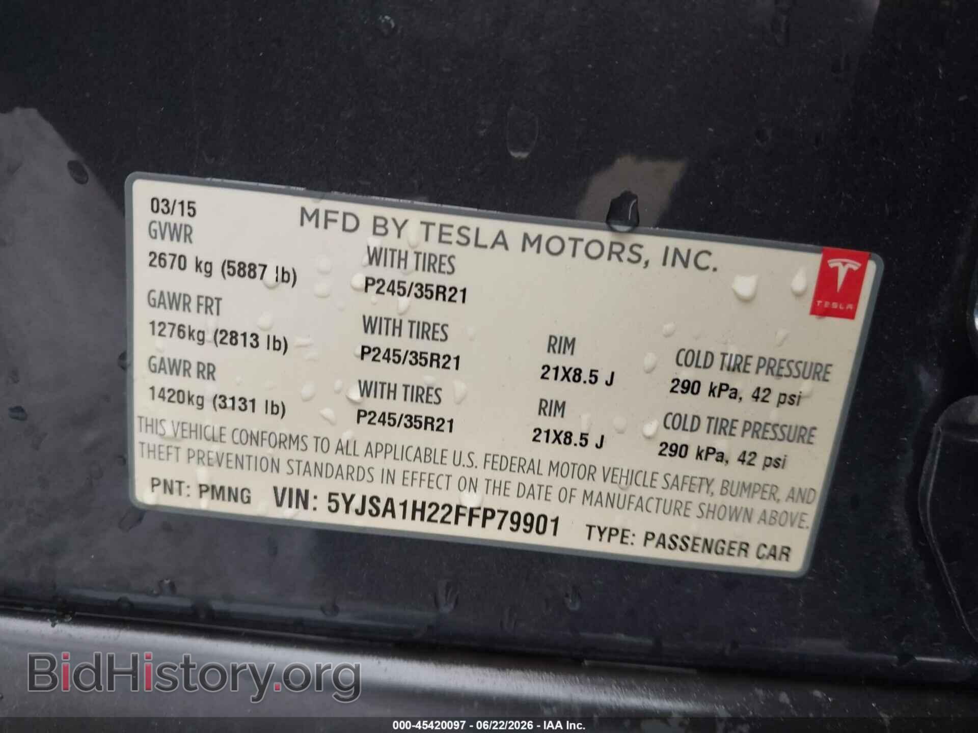 2015 TESLA MODEL S - VIN: 5YJSA1H22FFP79901 - Photo 9