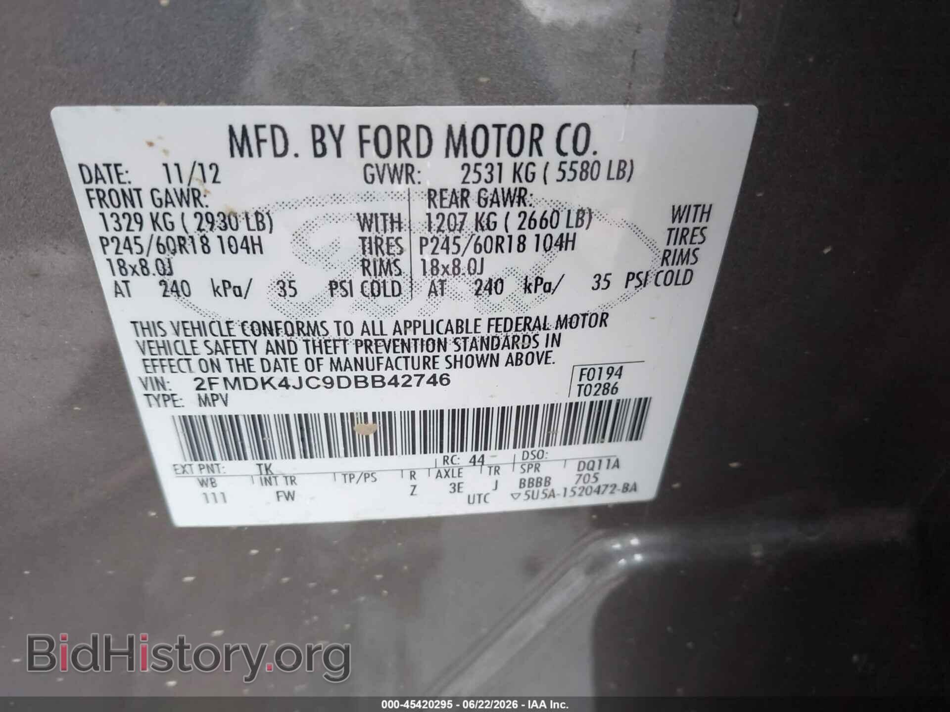 2013 FORD EDGE - VIN: 2FMDK4JC9DBB42746 - Photo 9