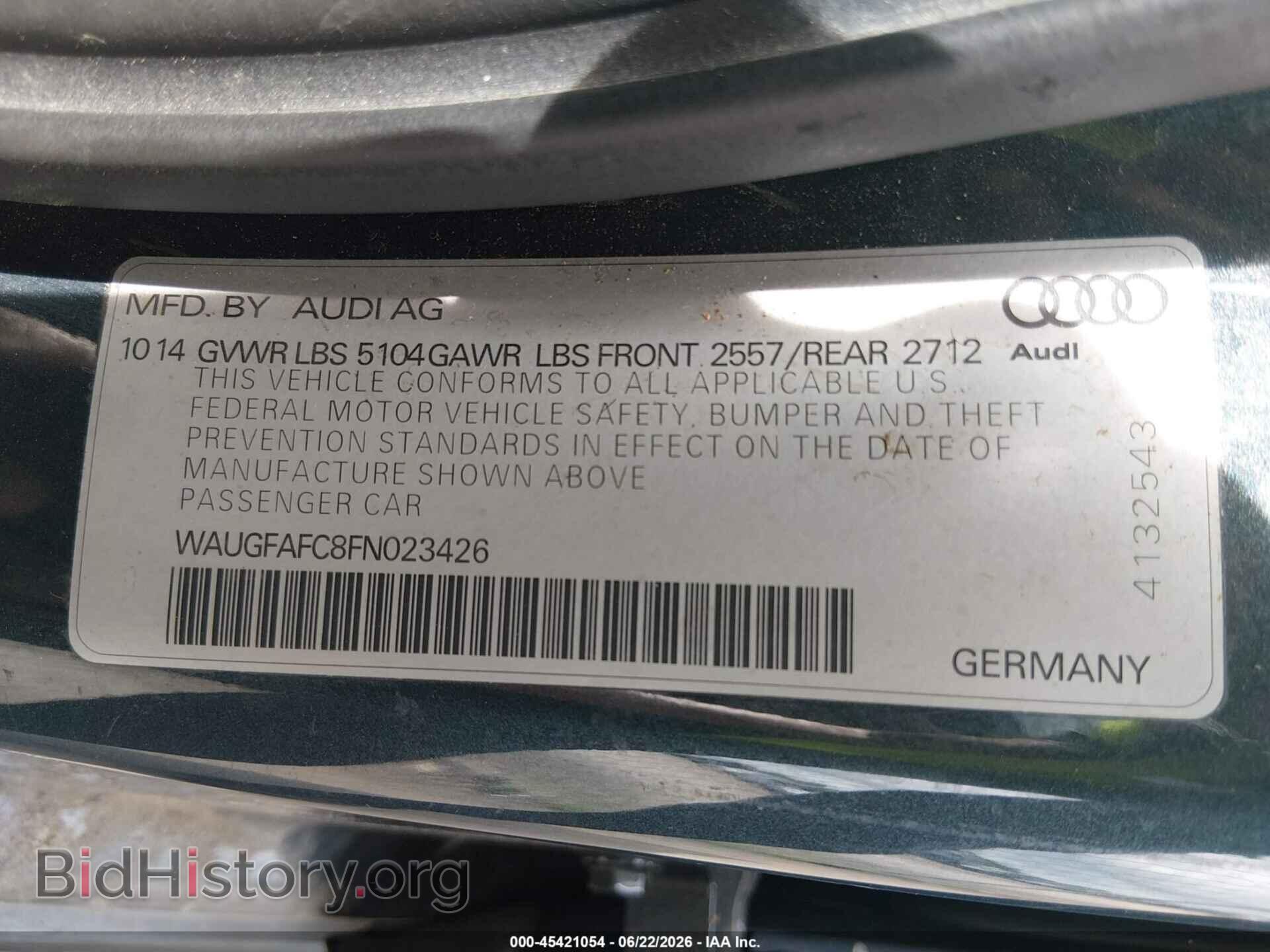 2015 AUDI A6 - VIN: WAUGFAFC8FN023426 - Фото 9