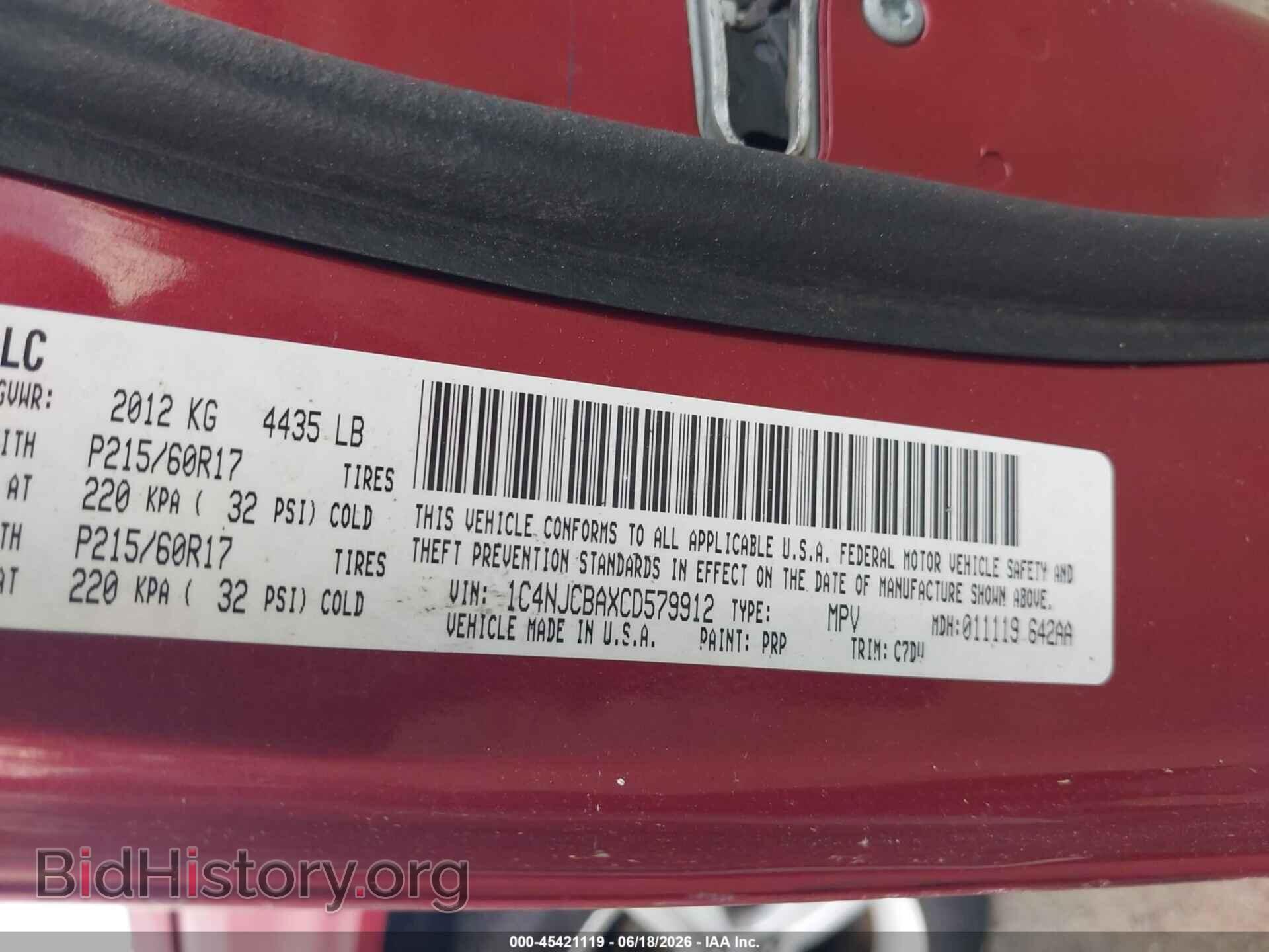 2012 JEEP COMPASS - VIN: 1C4NJCBAXCD579912 - Photo 9
