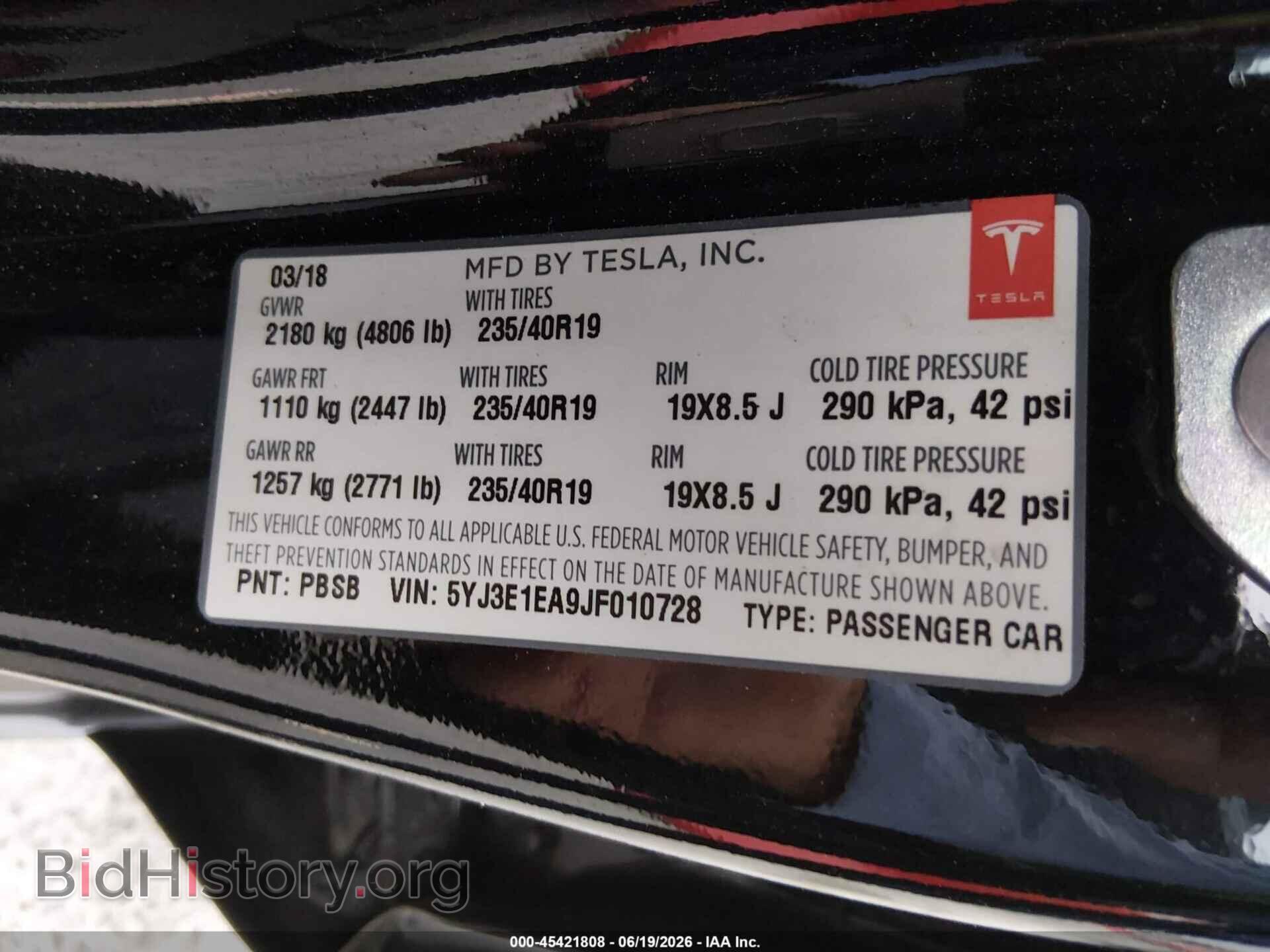 2018 TESLA MODEL 3 - VIN: 5YJ3E1EA9JF010728 - Photo 9