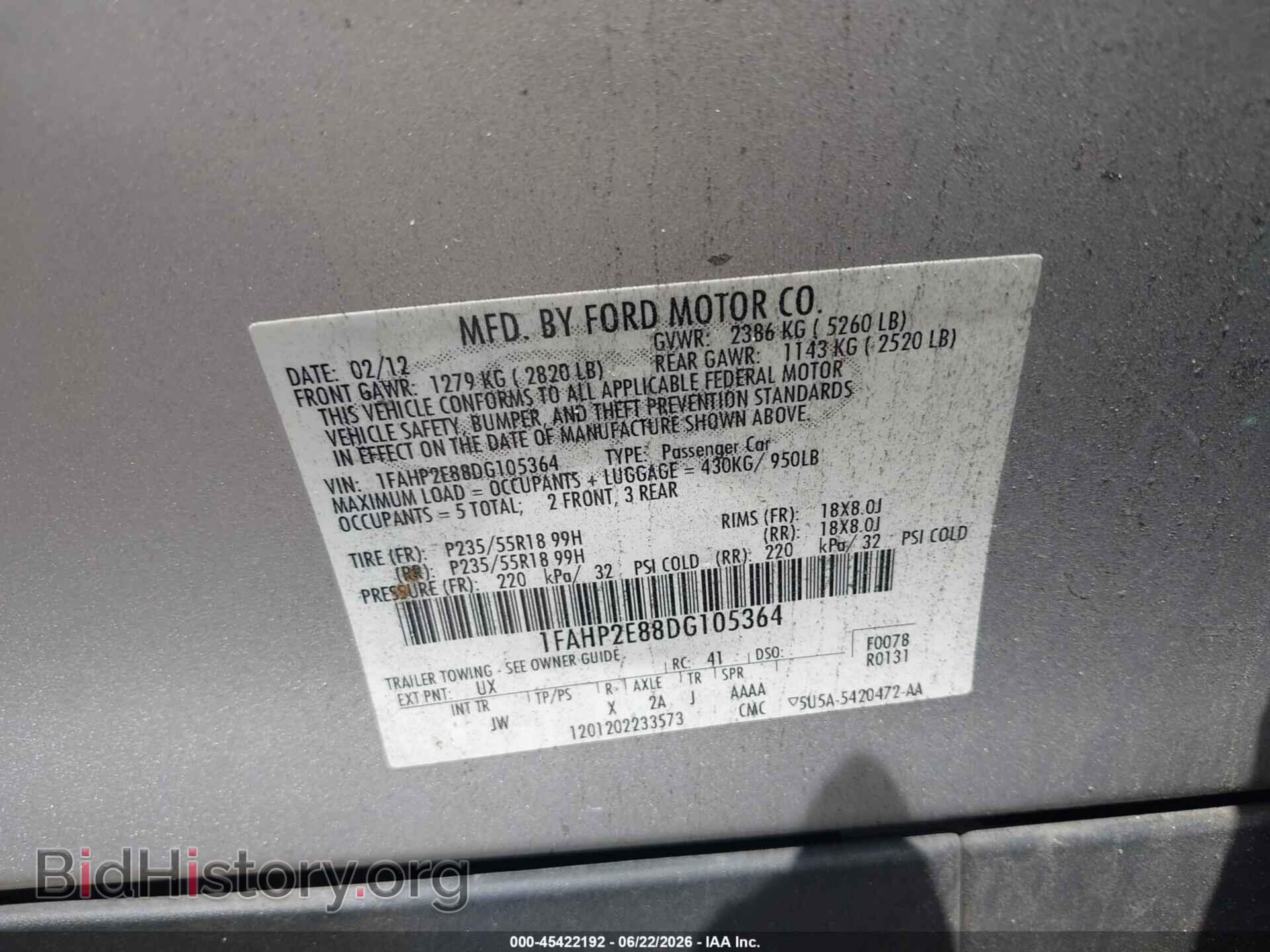 2013 FORD TAURUS - VIN: 1FAHP2E88DG105364 - Photo 9