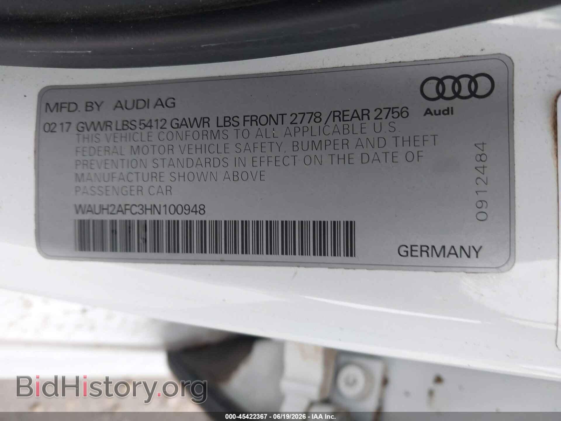 2017 AUDI A6 - VIN: WAUH2AFC3HN100948 - Photo 9