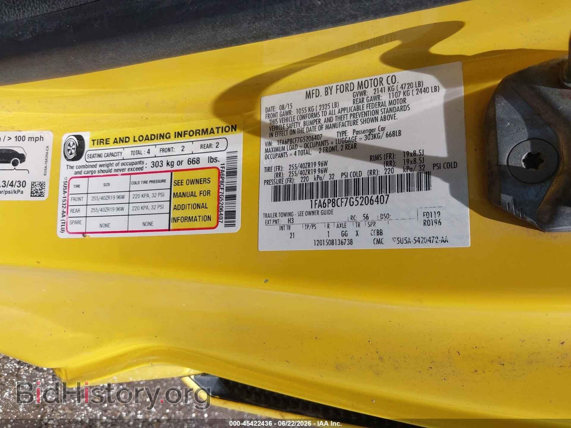 2016 FORD MUSTANG - VIN: 1FA6P8CF7G5206407 - Photo 9