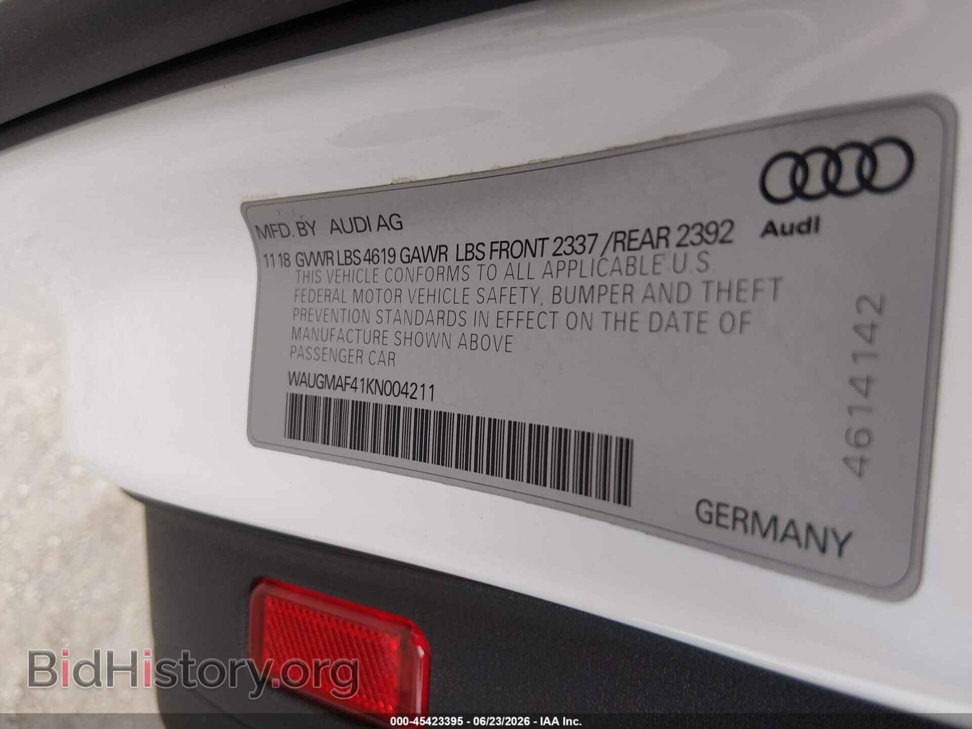 2019 AUDI A4 - VIN: WAUGMAF41KN004211 - Photo 9