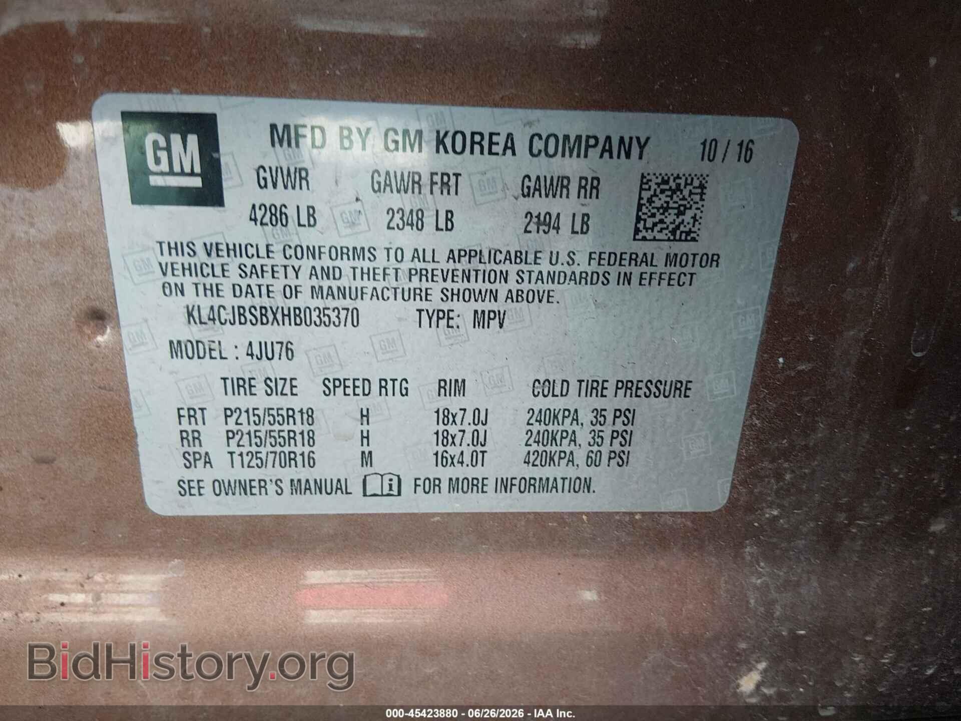 2017 BUICK ENCORE - VIN: KL4CJBSBXHB035370 - Photo 9