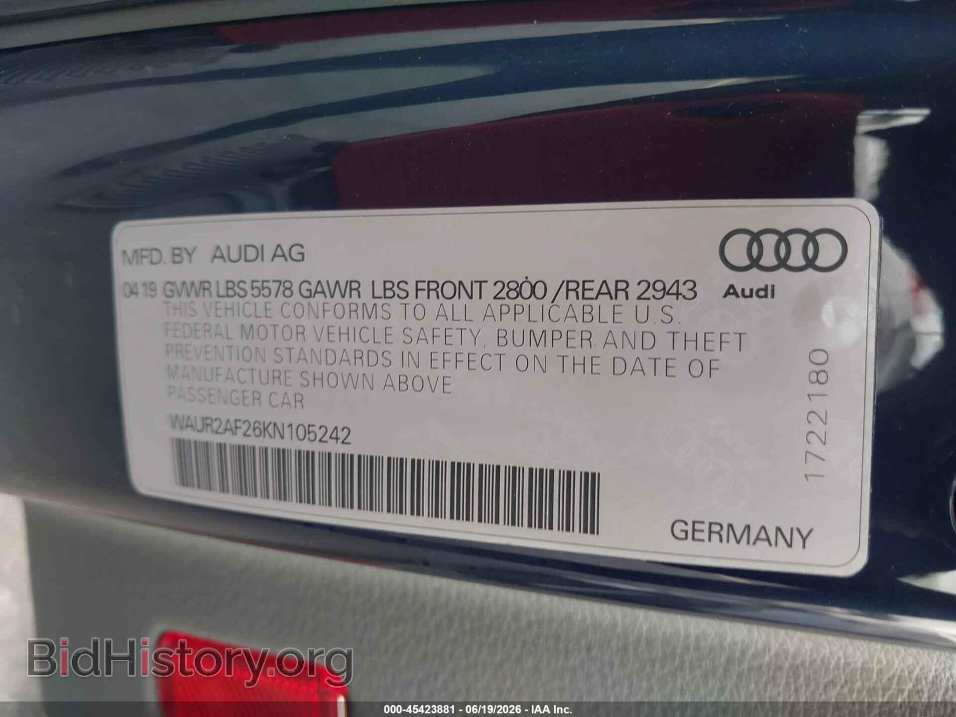 2019 AUDI A7 - VIN: WAUR2AF26KN105242 - Photo 9