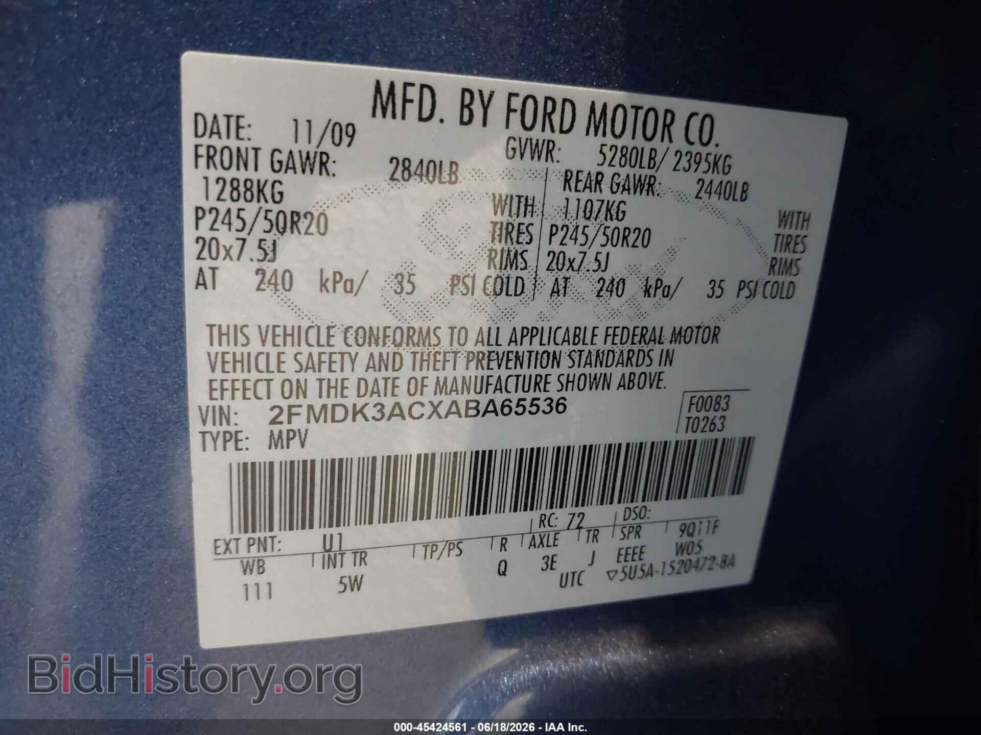 2010 FORD EDGE - VIN: 2FMDK3ACXABA65536 - Photo 9
