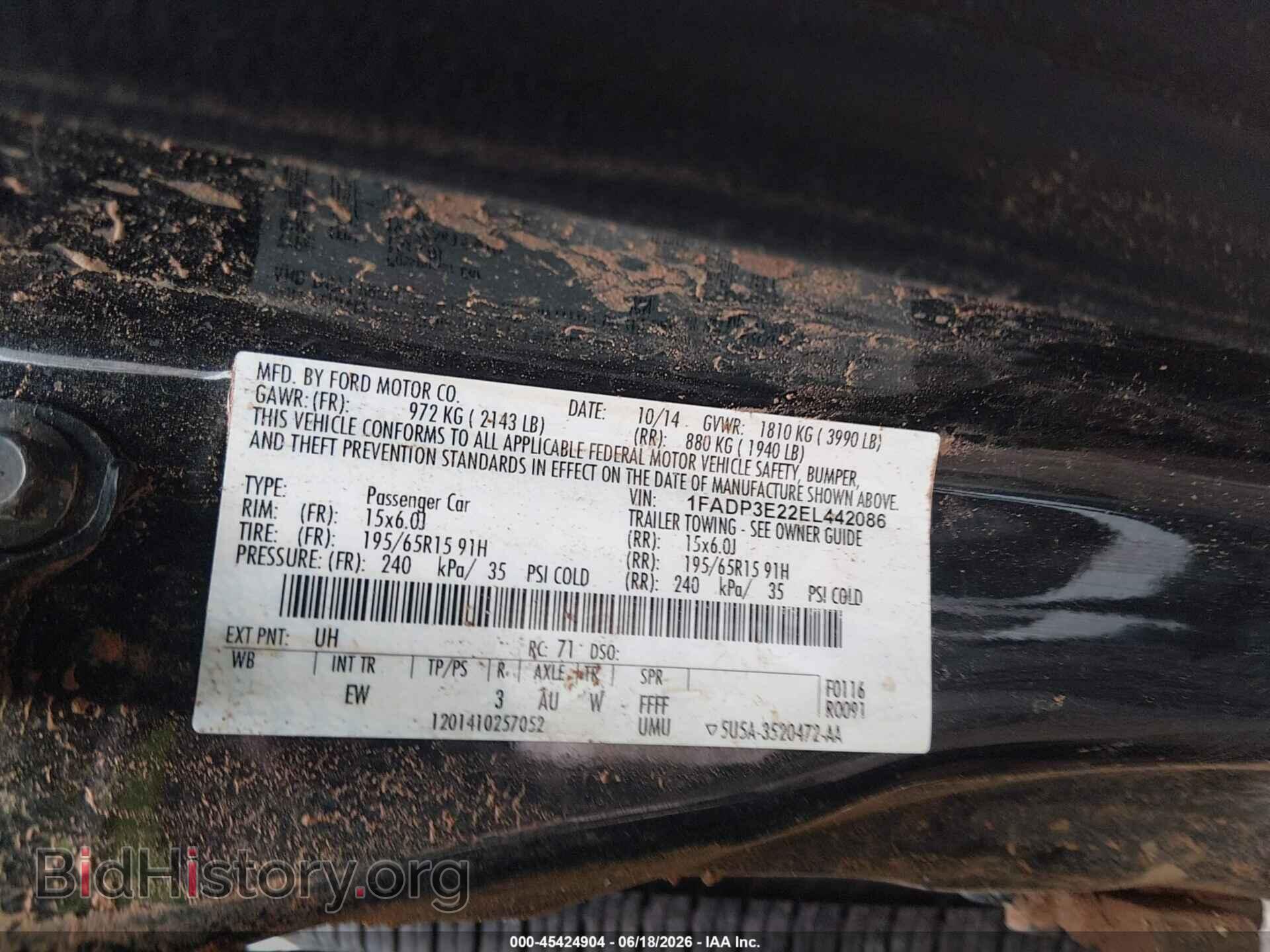 2014 FORD FOCUS - VIN: 1FADP3E22EL442086 - Фото 9