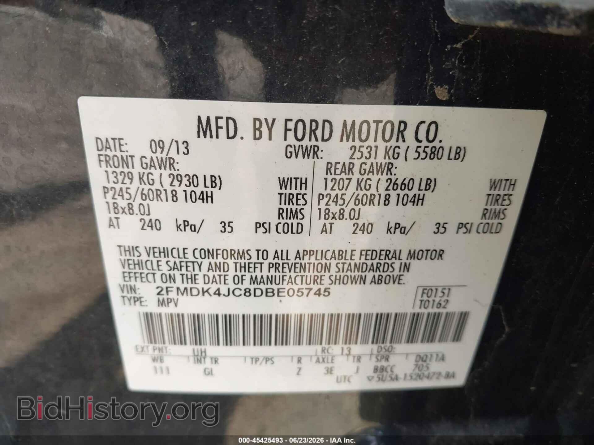 2013 FORD EDGE - VIN: 2FMDK4JC8DBE05745 - Photo 9